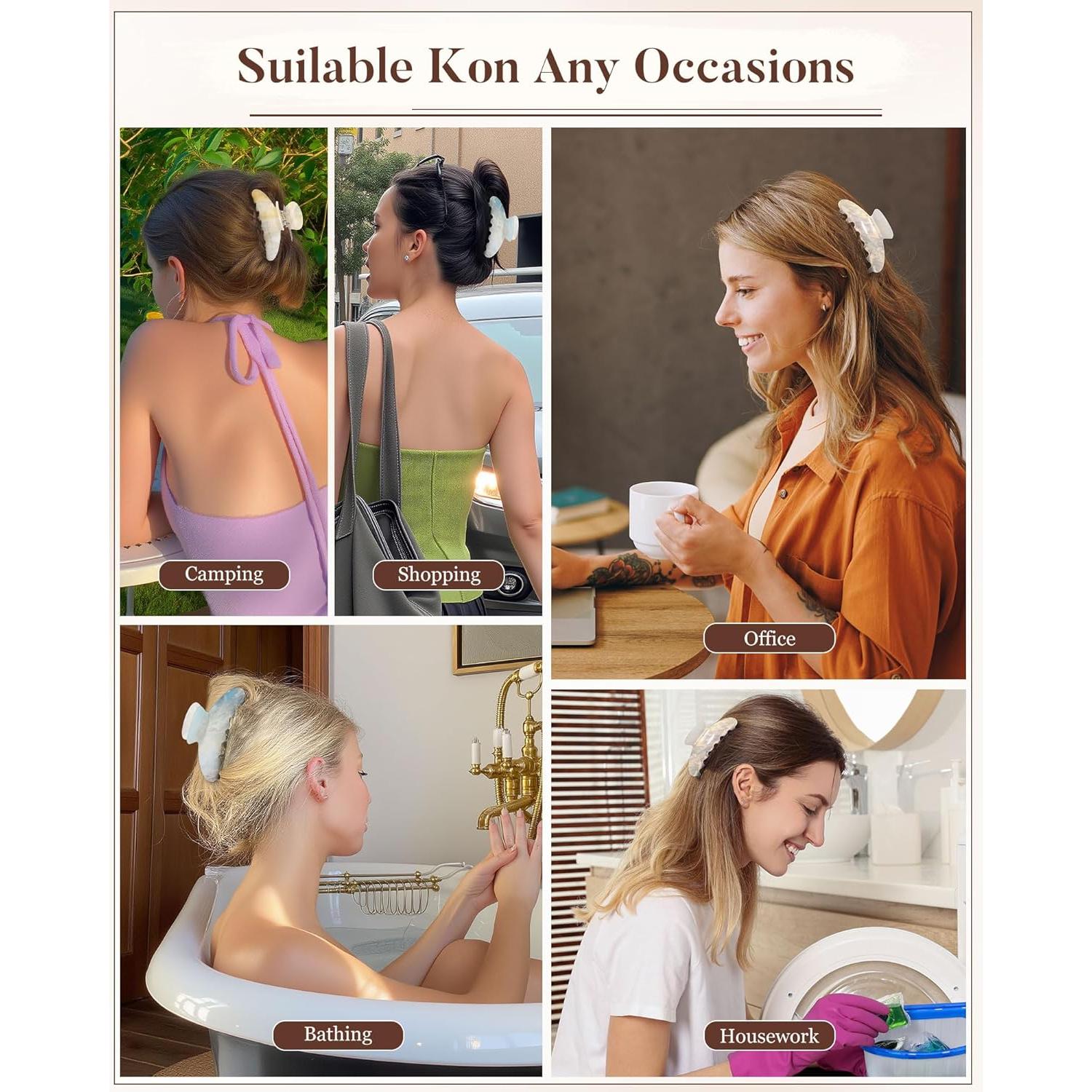 Clips de Garra para el Cabello Molans - 3 Piezas Acrílico Mediano