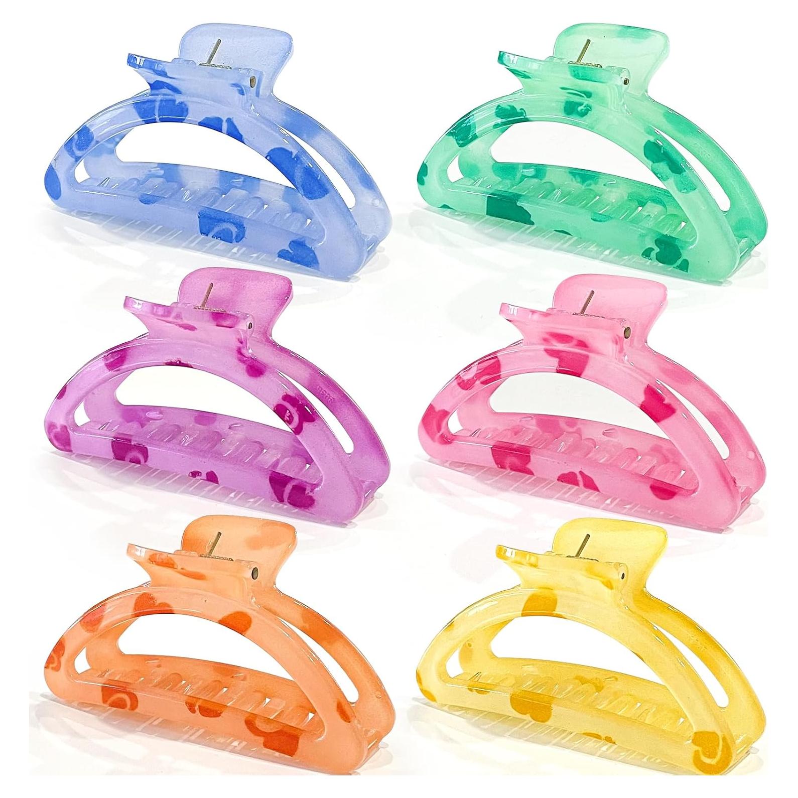 6 Clips de Garra Medianos Miniluck Antideslizantes Coloridos