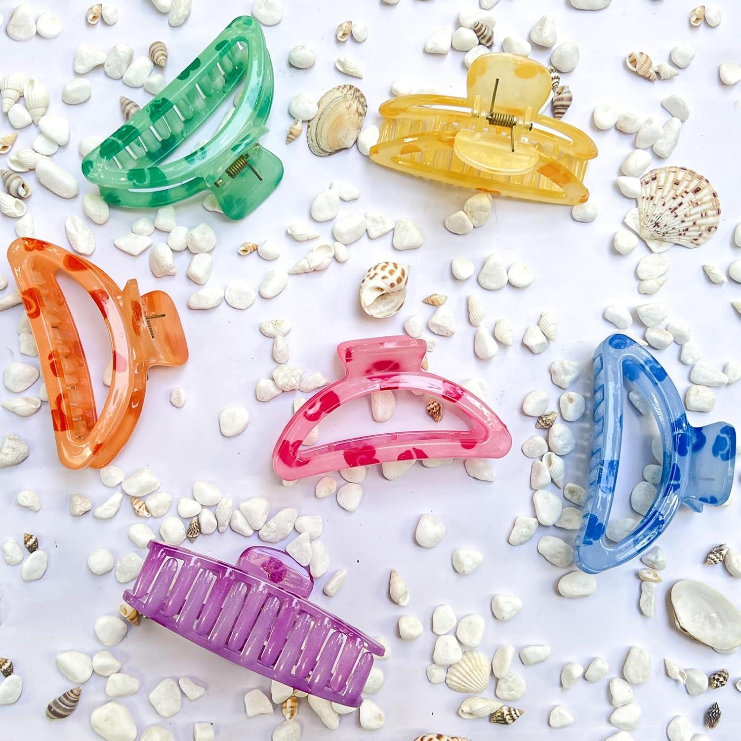 6 Clips de Garra Medianos Miniluck Antideslizantes Coloridos