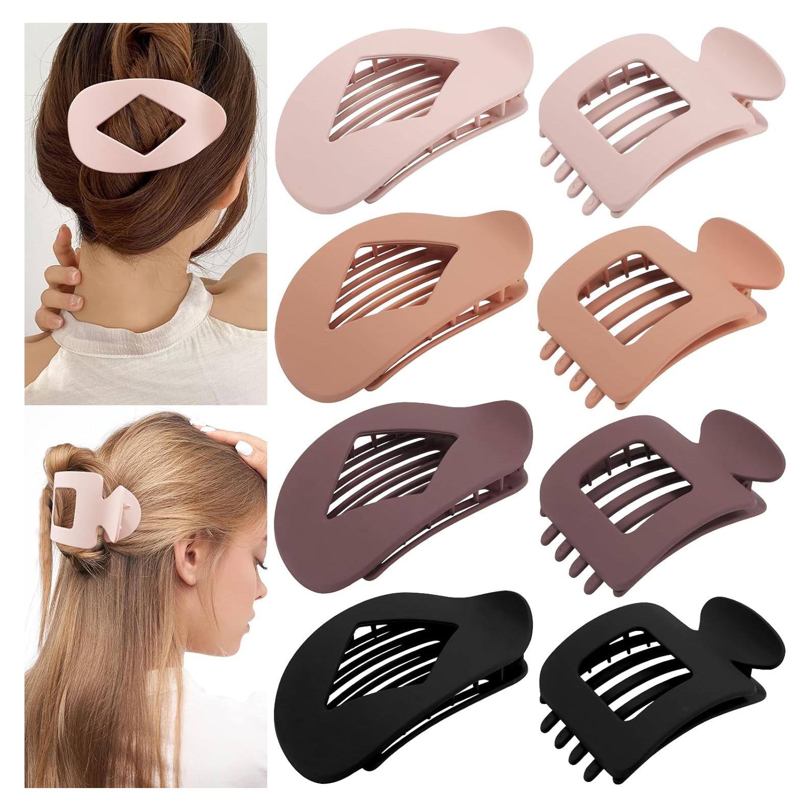 Clips de Cabello Planos TOBATOBA - 8 Piezas Neutros Mate