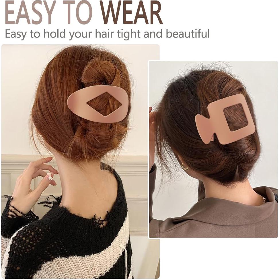 Clips de Cabello Planos TOBATOBA - 8 Piezas Neutros Mate