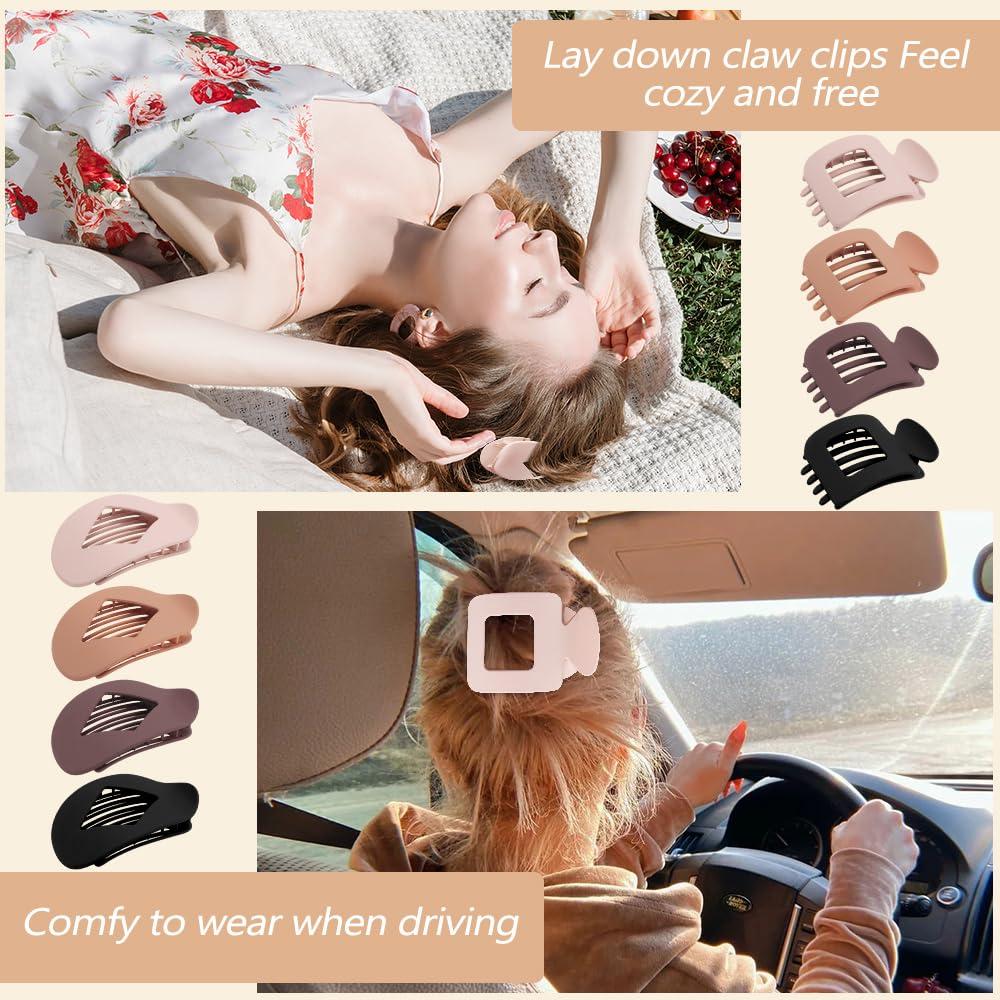 Clips de Cabello Planos TOBATOBA - 8 Piezas Neutros Mate