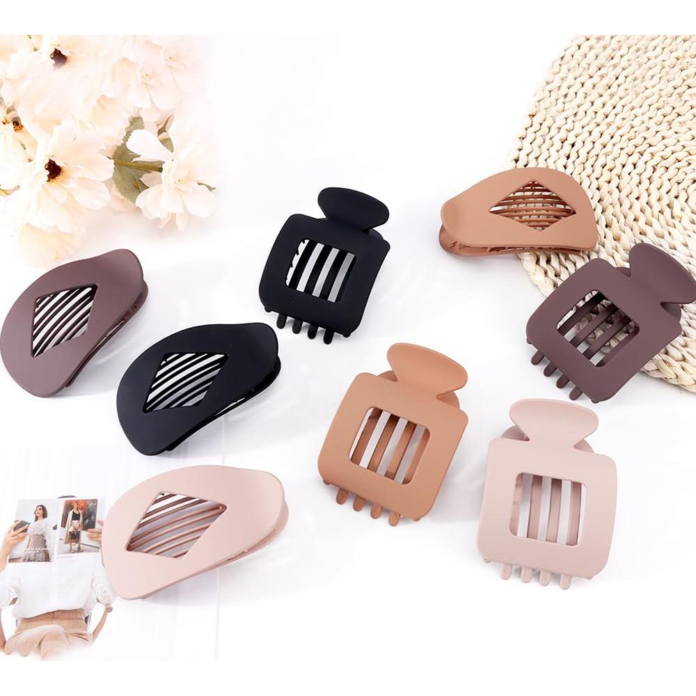 Clips de Cabello Planos TOBATOBA - 8 Piezas Neutros Mate