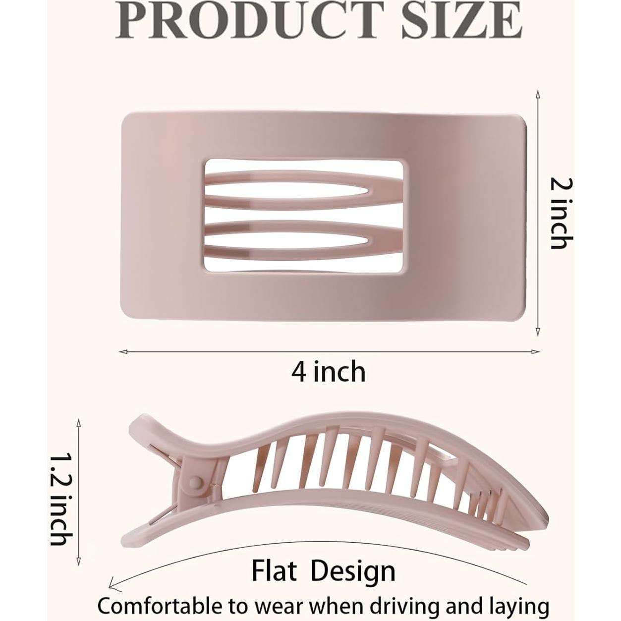 4 Clips de Pelo Planos Lahnie - Fuerte Sujeción 10.16x5.08cm