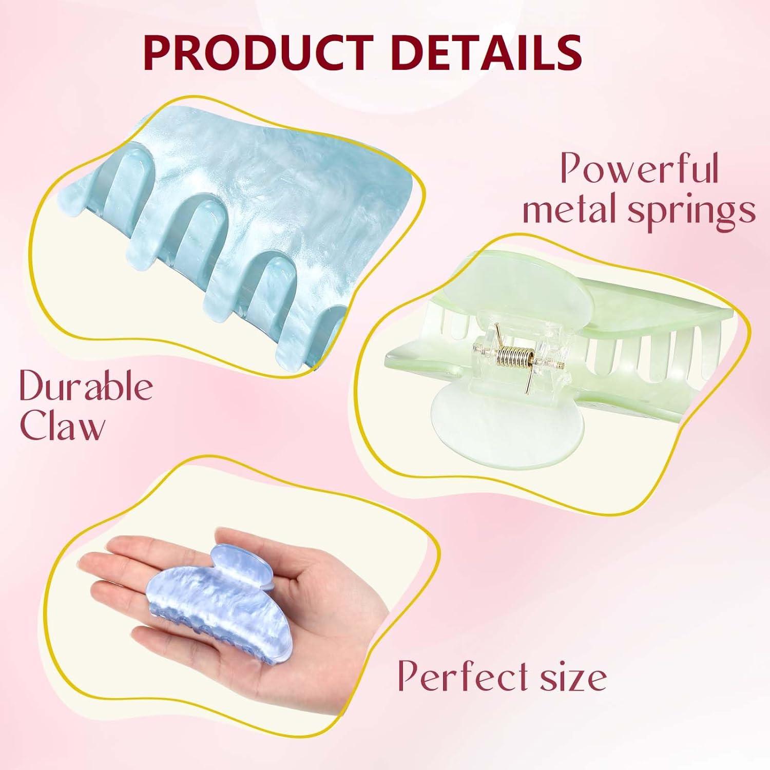 8 Clips de Mandíbula Acrílicos Multicolor Yuxung 8 cm Antideslizantes