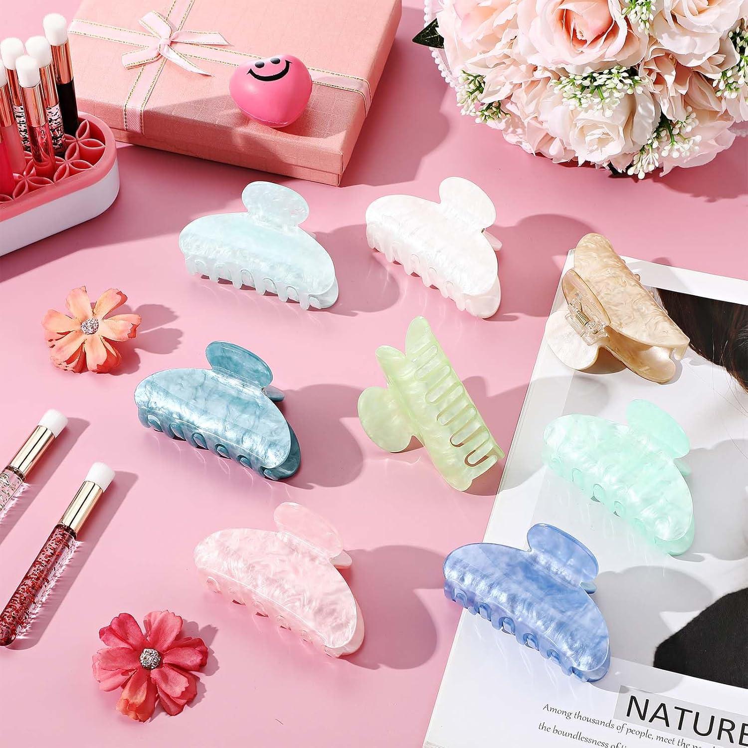 8 Clips de Mandíbula Acrílicos Multicolor Yuxung 8 cm Antideslizantes