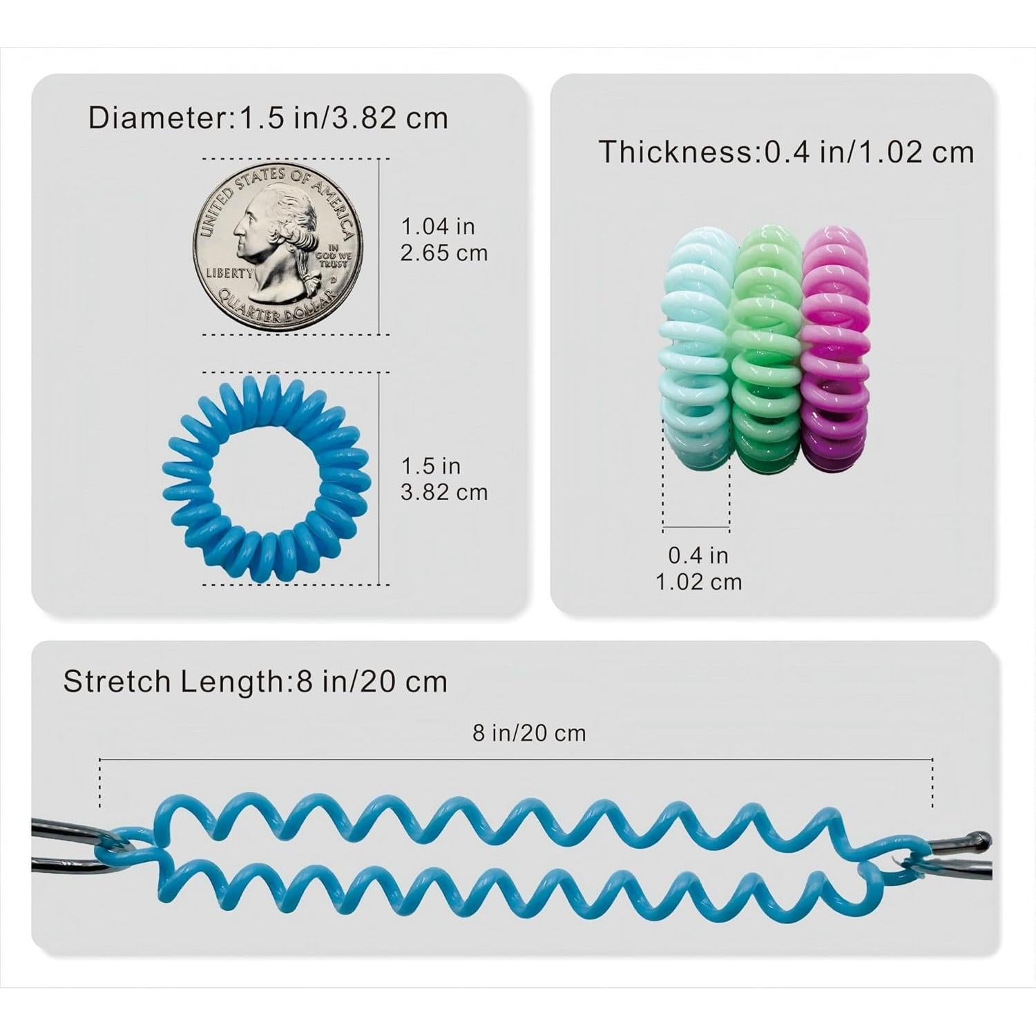 Gomas de Pelo Espirales ETANEAR 60 Pcs Antideslizantes