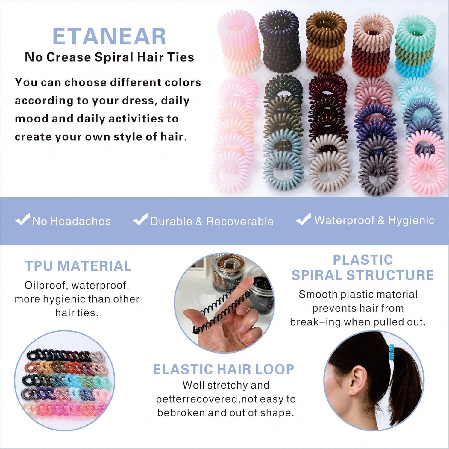 Gomas de Pelo Espirales ETANEAR 60 Pcs Antideslizantes