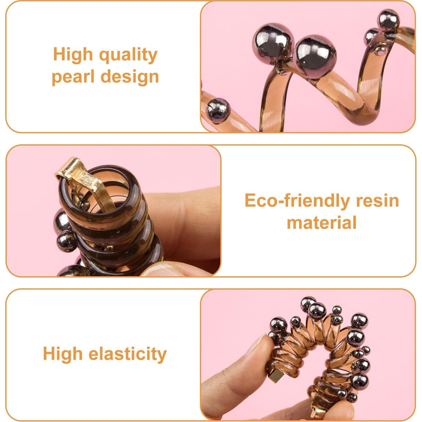 3 Lazos de Pelo Espirales con Perlas SmallCat - Negro, Blanco, Plateado