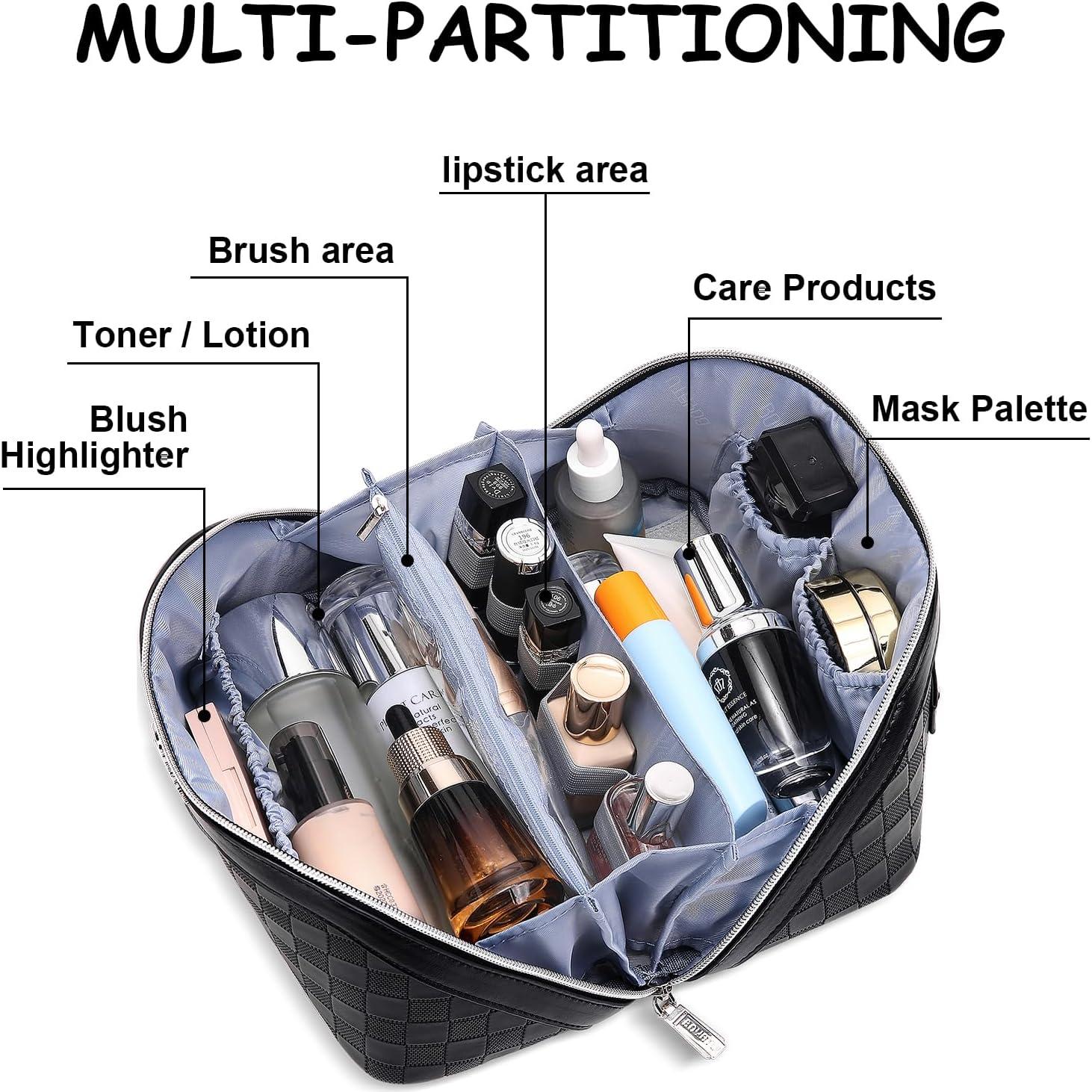 Set de 3 Bolsas de Maquillaje de Viaje BOYATU - Cuero Vegano Negro