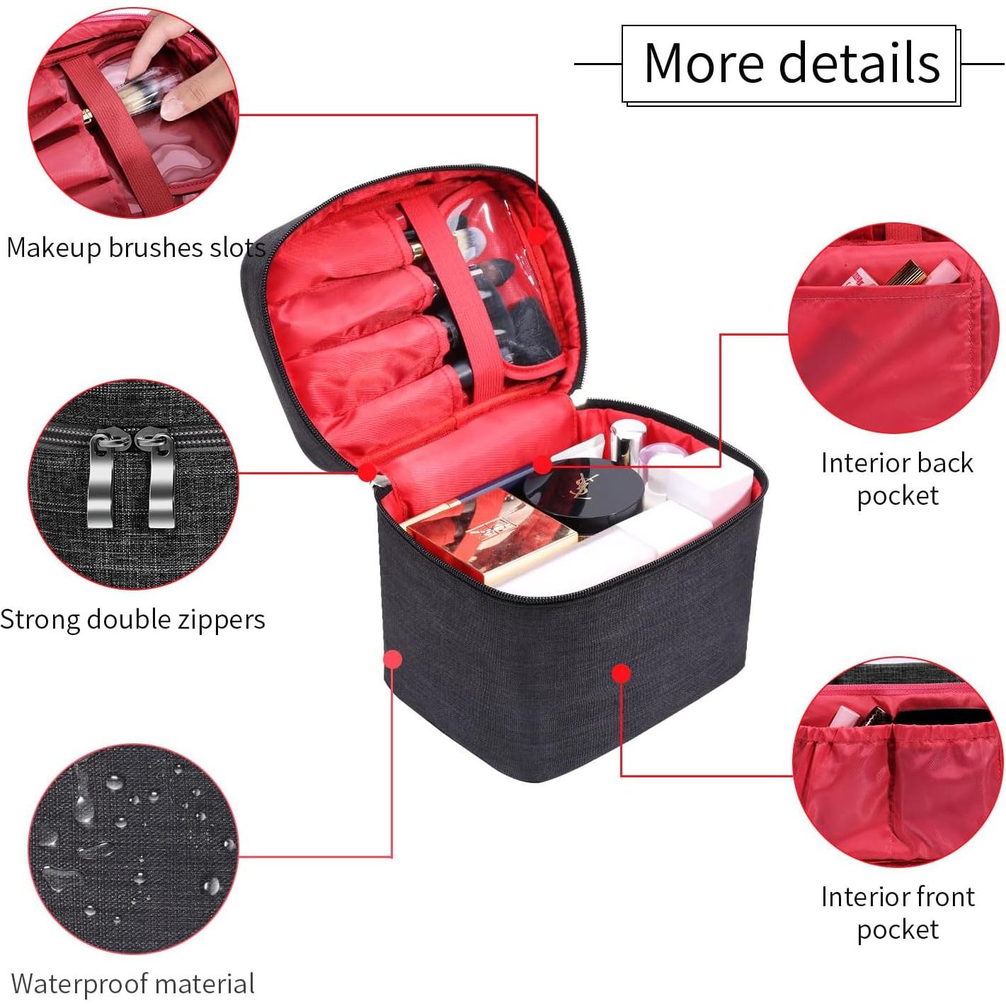 Bolsa de Maquillaje de Viaje Organizador Estuche Negro