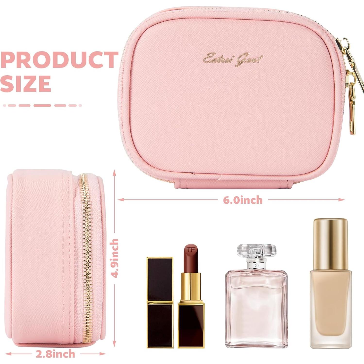 Bolsa de Maquillaje Pequeña Rosa con Espejo LED 3 Modos