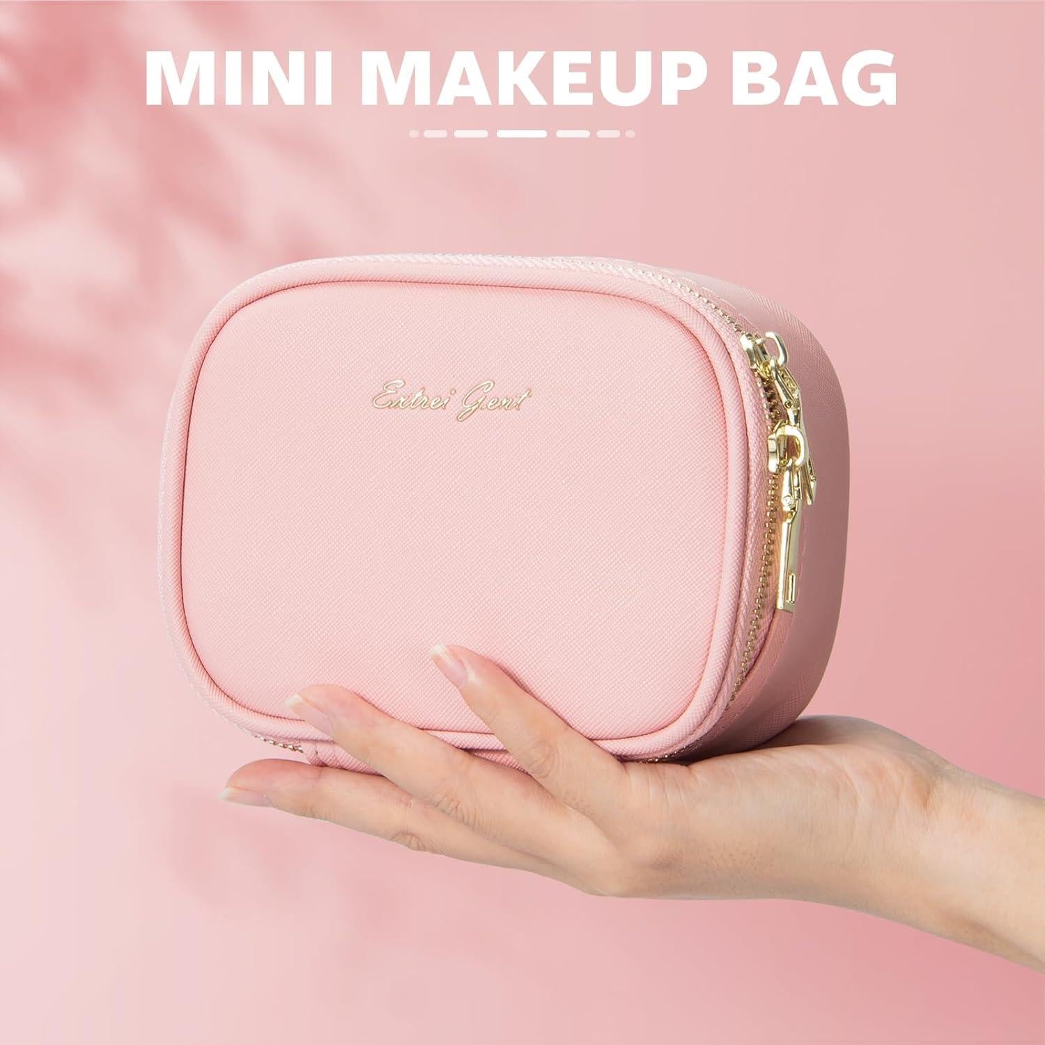 Bolsa de Maquillaje Pequeña Rosa con Espejo LED 3 Modos