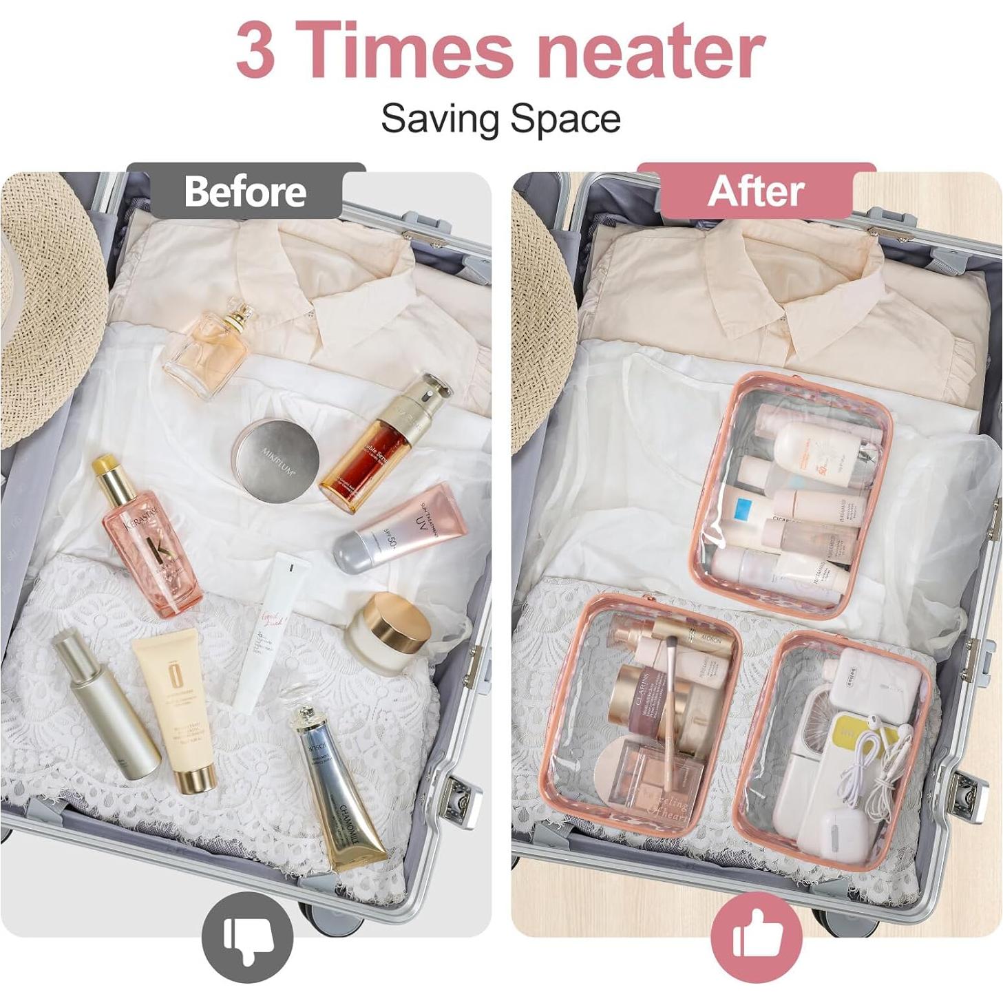 Bolsa de Aseo Transparente Packism 19x14cm Aprobada TSA Rosa