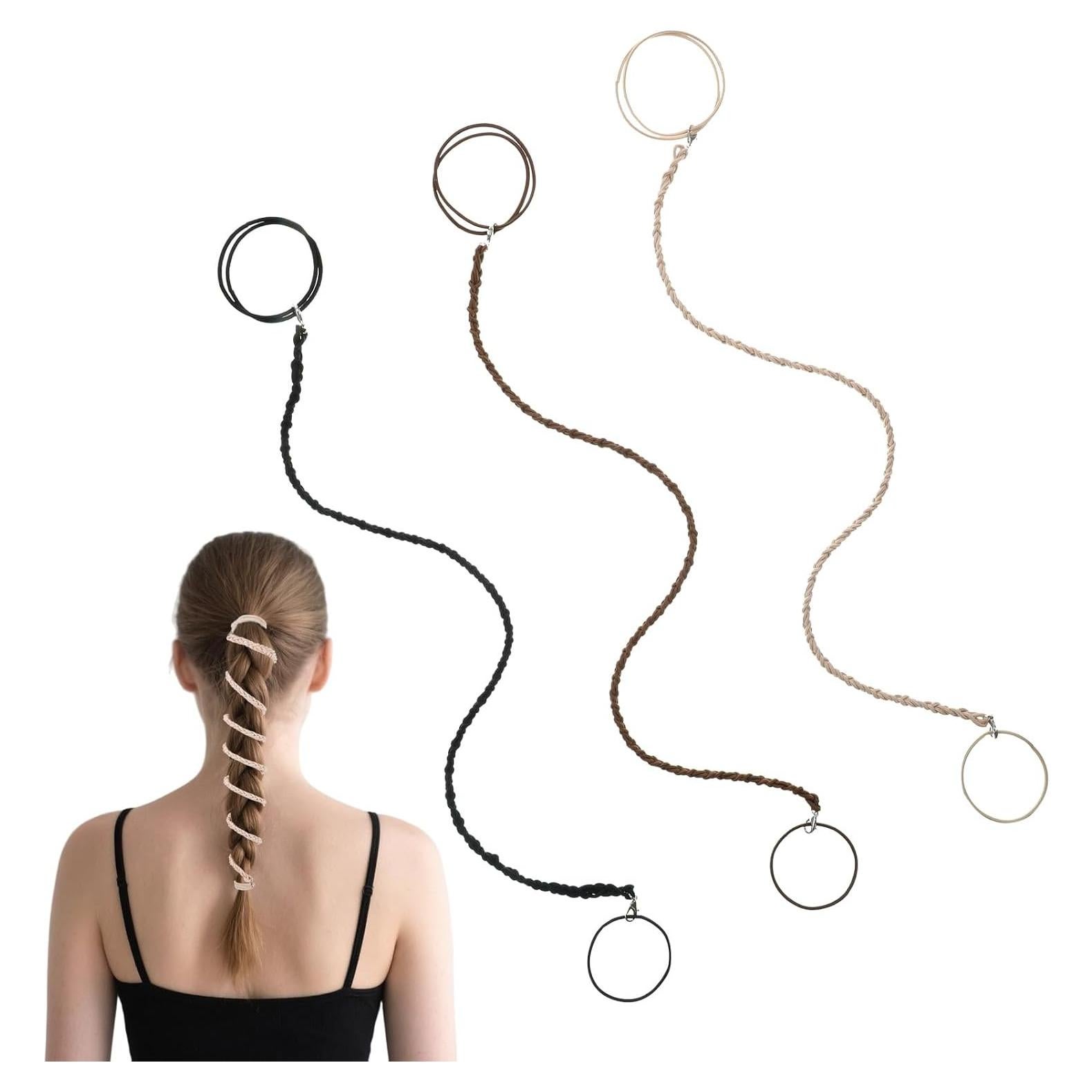 3 Packs Hair Ties for Longhair 16" Spiral Hair Tie No Damage Elastic Braided Hair Ties for Women Sport Hairs Ties Ponytail Holders Hairs Bands for Swimming, Sports, Riding, and Workouts