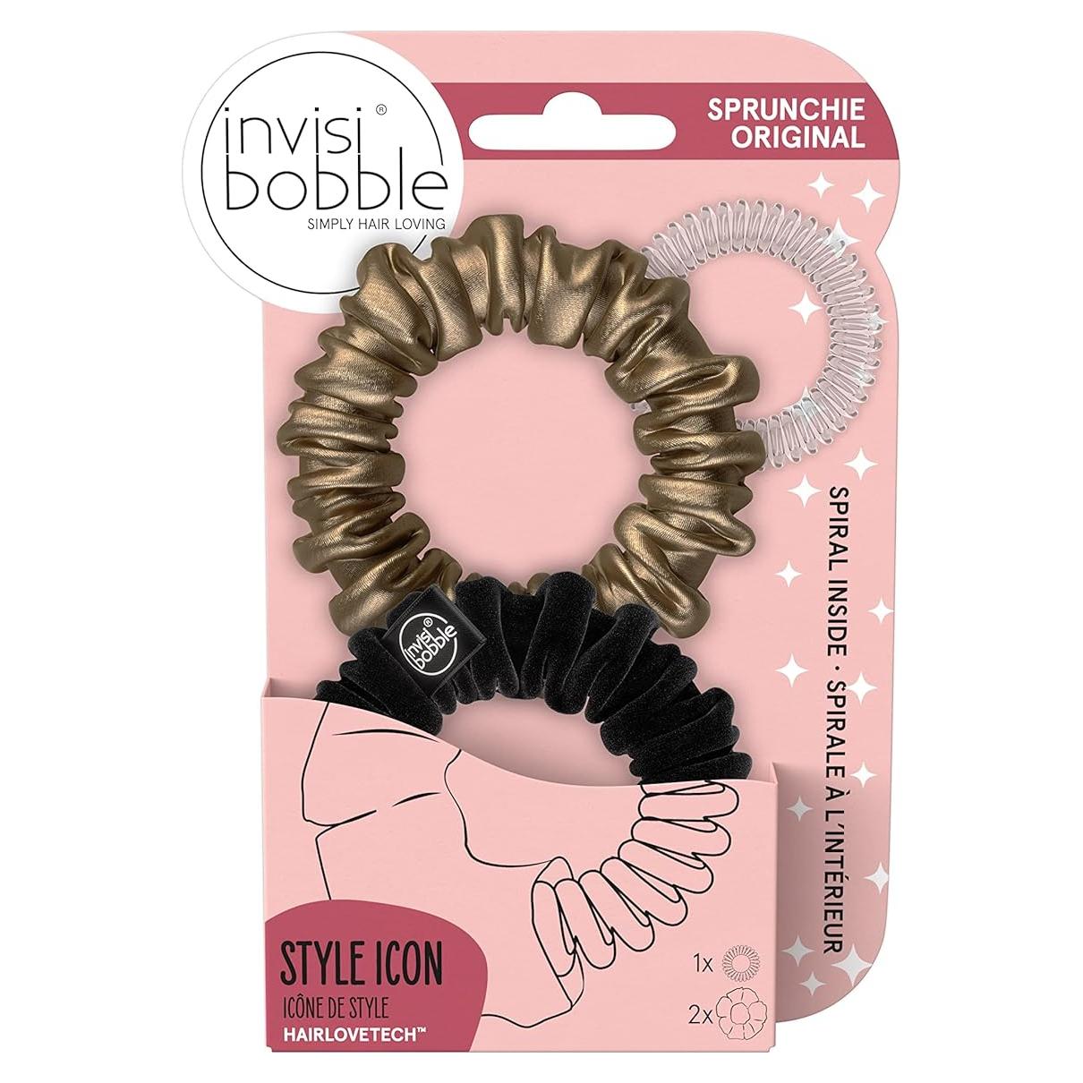 Invisibobble Sprunchie Slim Anillo para Cabello Negro y Dorado