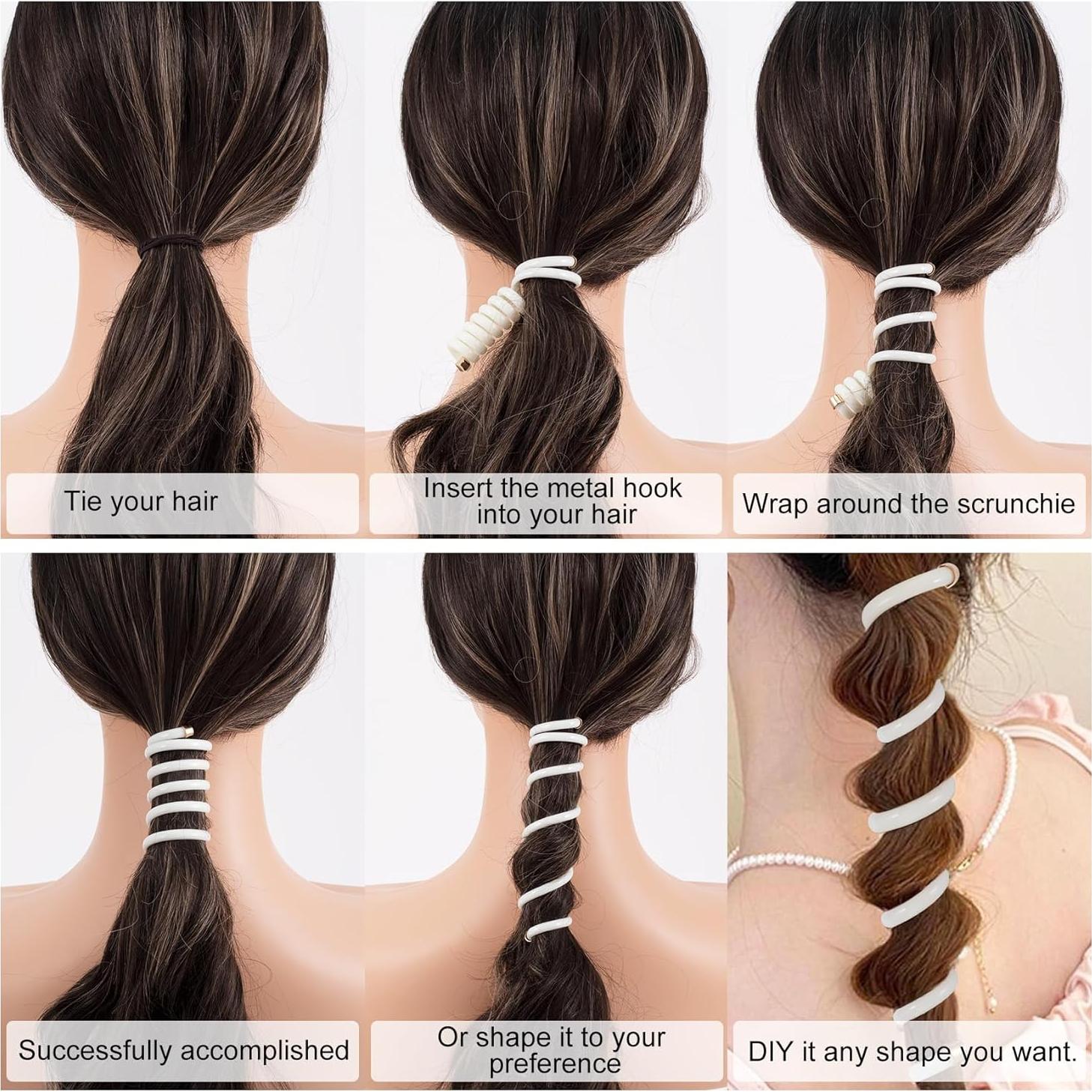 3 Gomas Espirales para el Cabello Incinkod - Negro, Blanco, Café