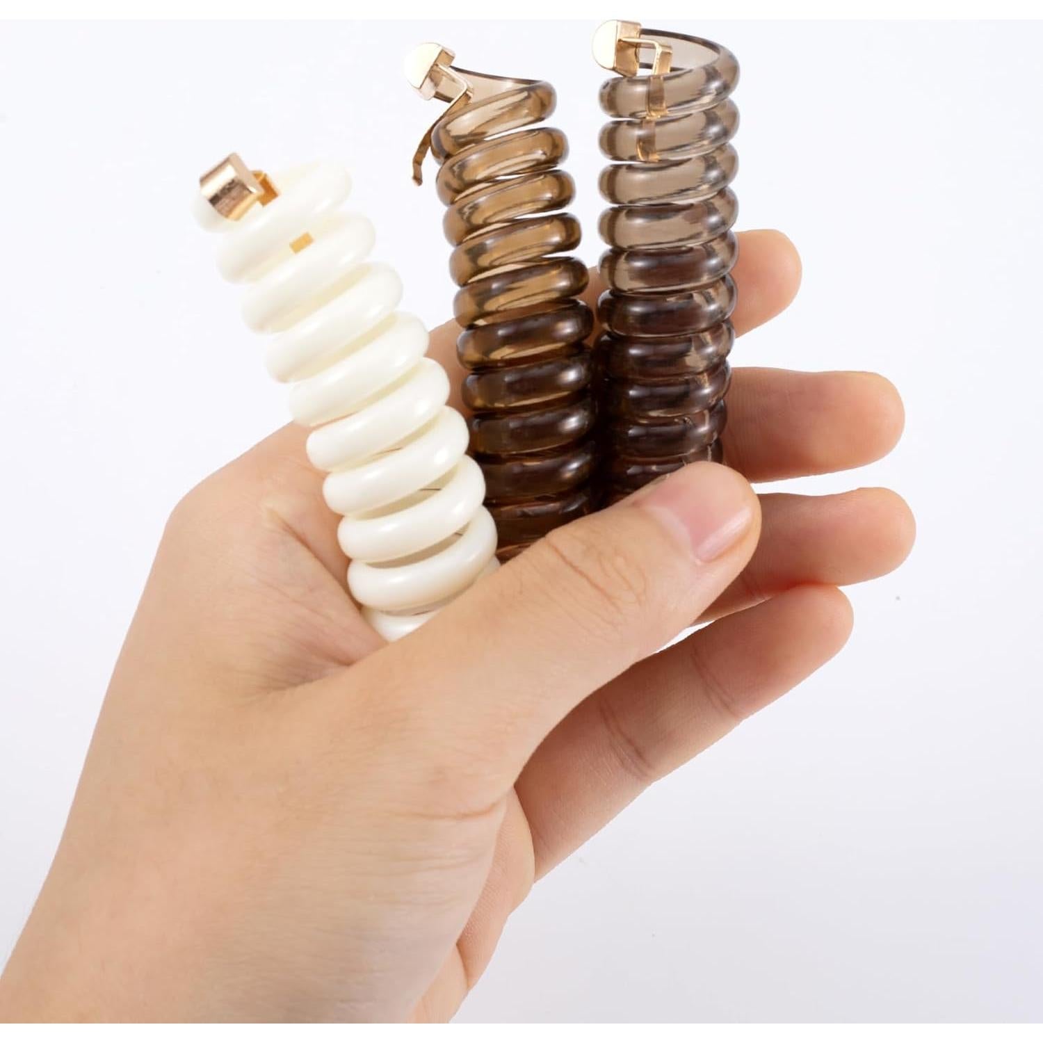 3 Gomas Espirales para el Cabello Incinkod - Negro, Blanco, Café