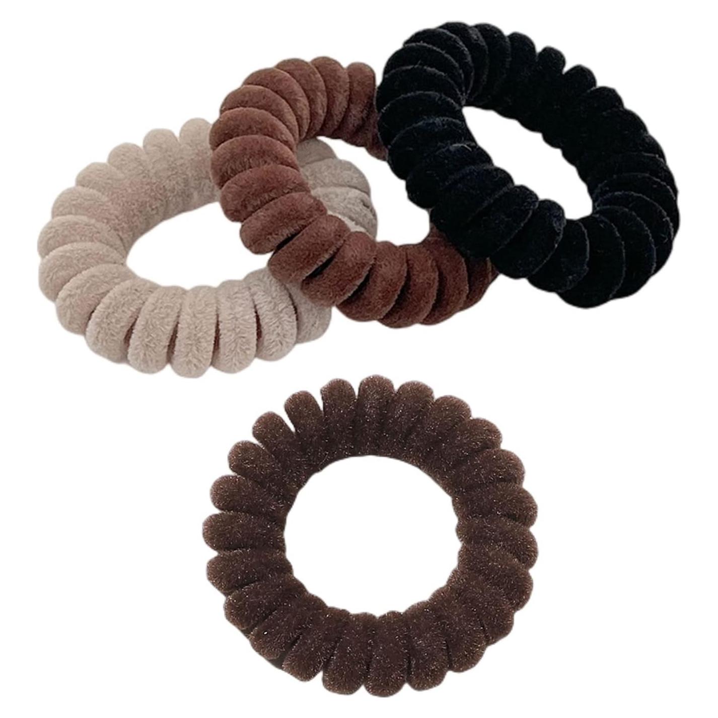 Tiras de Cabello de Terciopelo en Espiral Grutyopkn - 4 Bandas Elásticas
