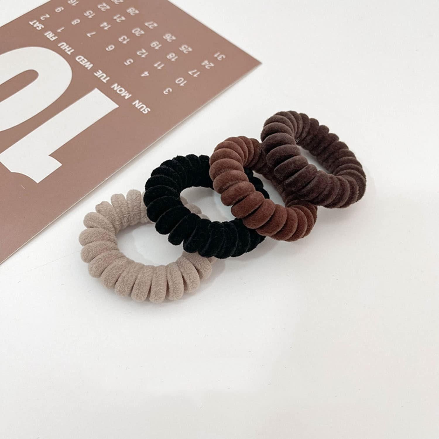 Tiras de Cabello de Terciopelo en Espiral Grutyopkn - 4 Bandas Elásticas