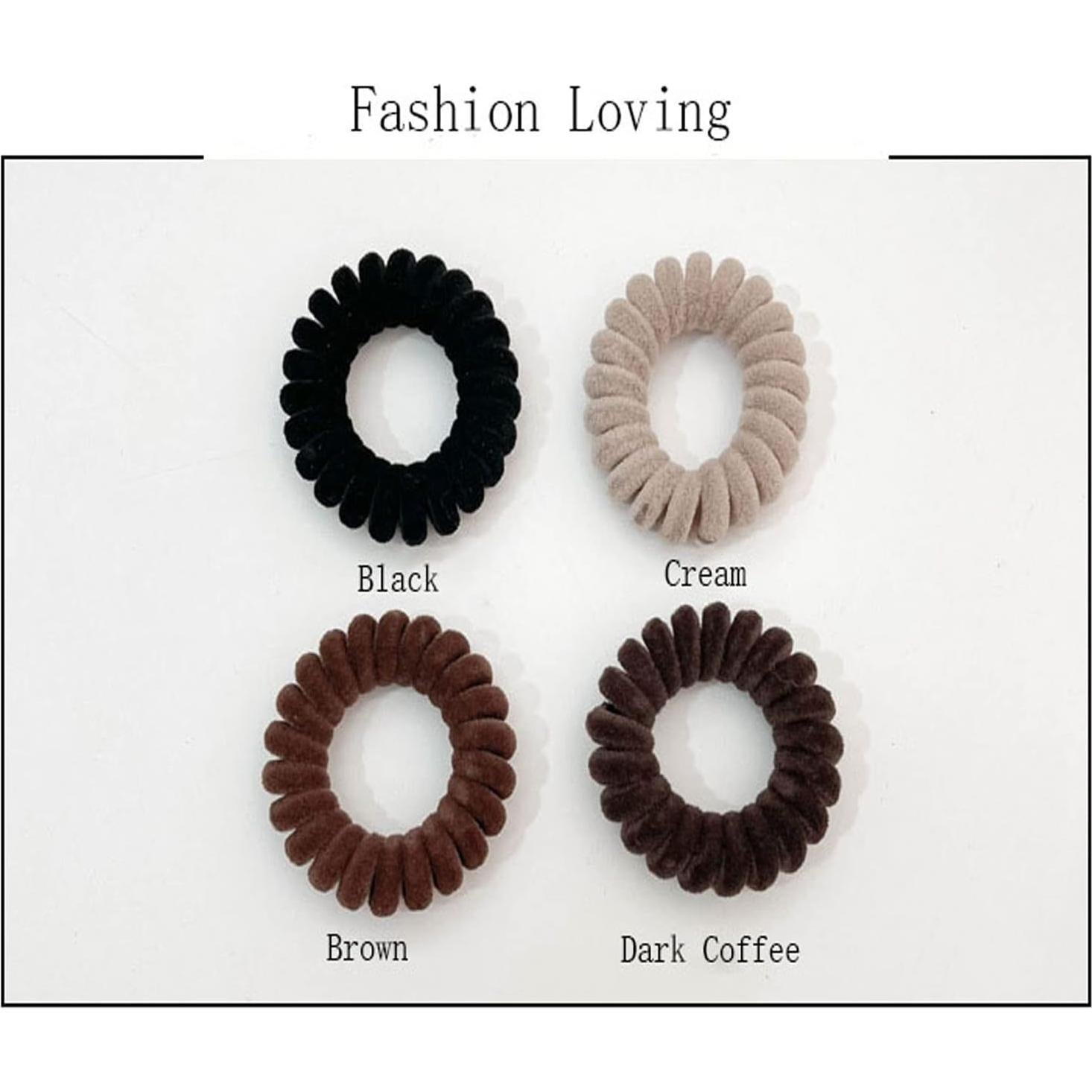 Tiras de Cabello de Terciopelo en Espiral Grutyopkn - 4 Bandas Elásticas