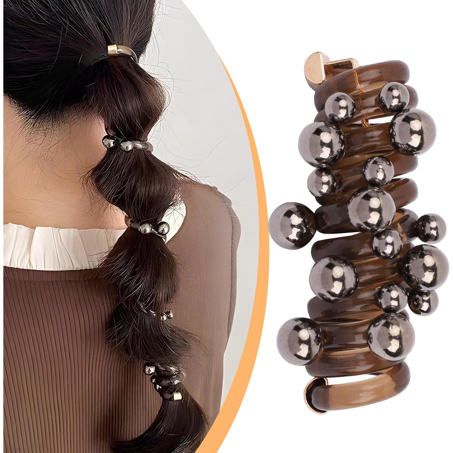 Juego de 8 Gomas de Pelo Espirales Quuztao con Perlas