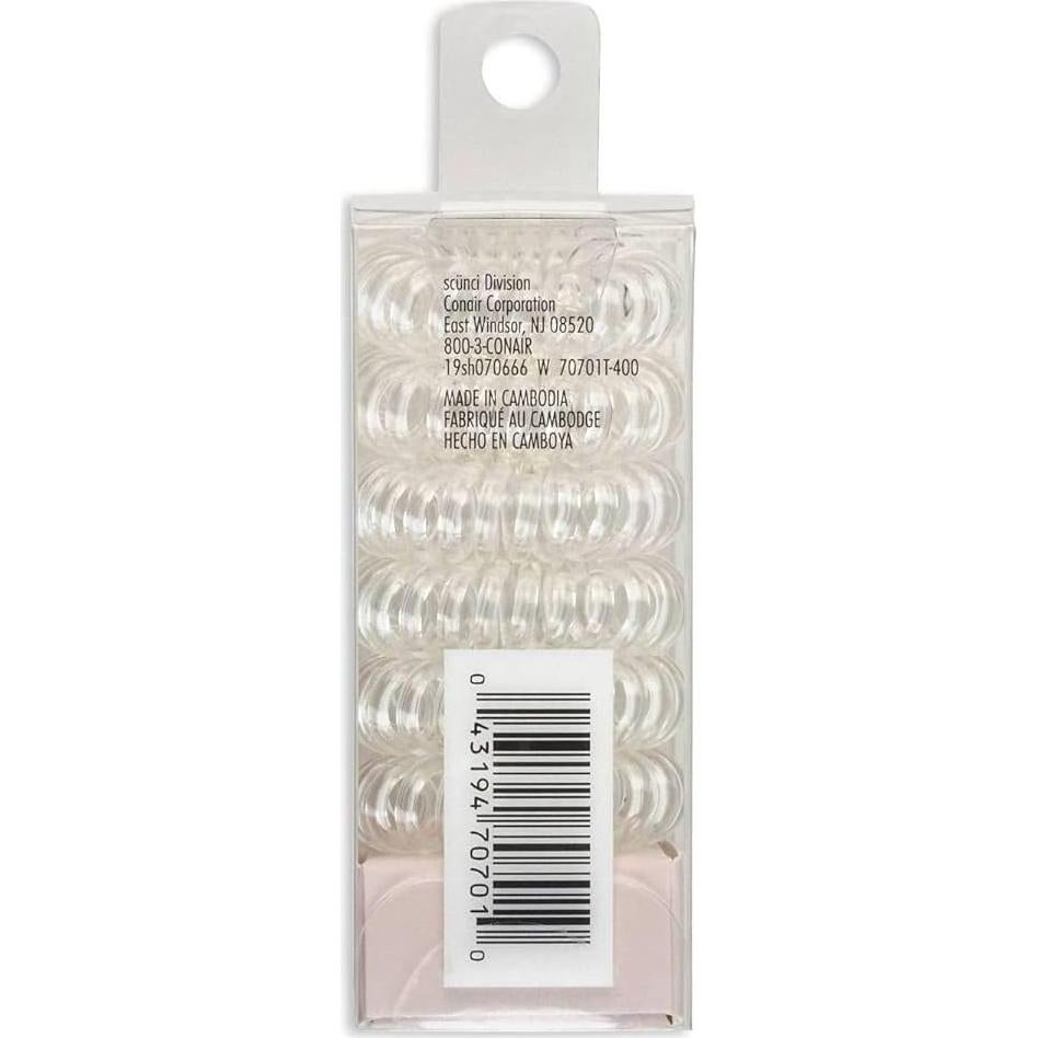 Tiras de Cabello Espiral Scunci, Transparentes, 6 Unidades