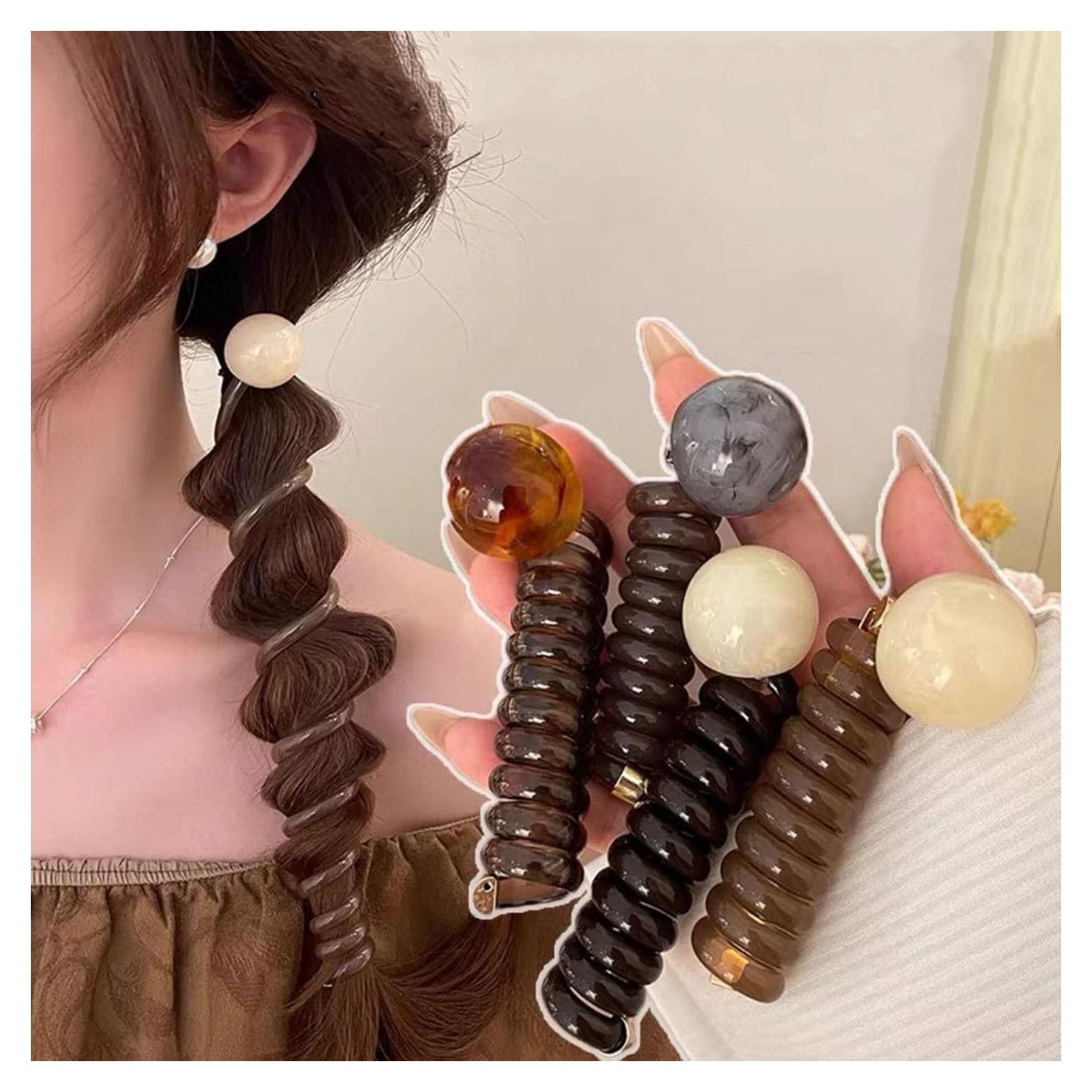 Corbatas de Cabello Espiral Elásticas mdgfge - 4 Pcs Multicolor