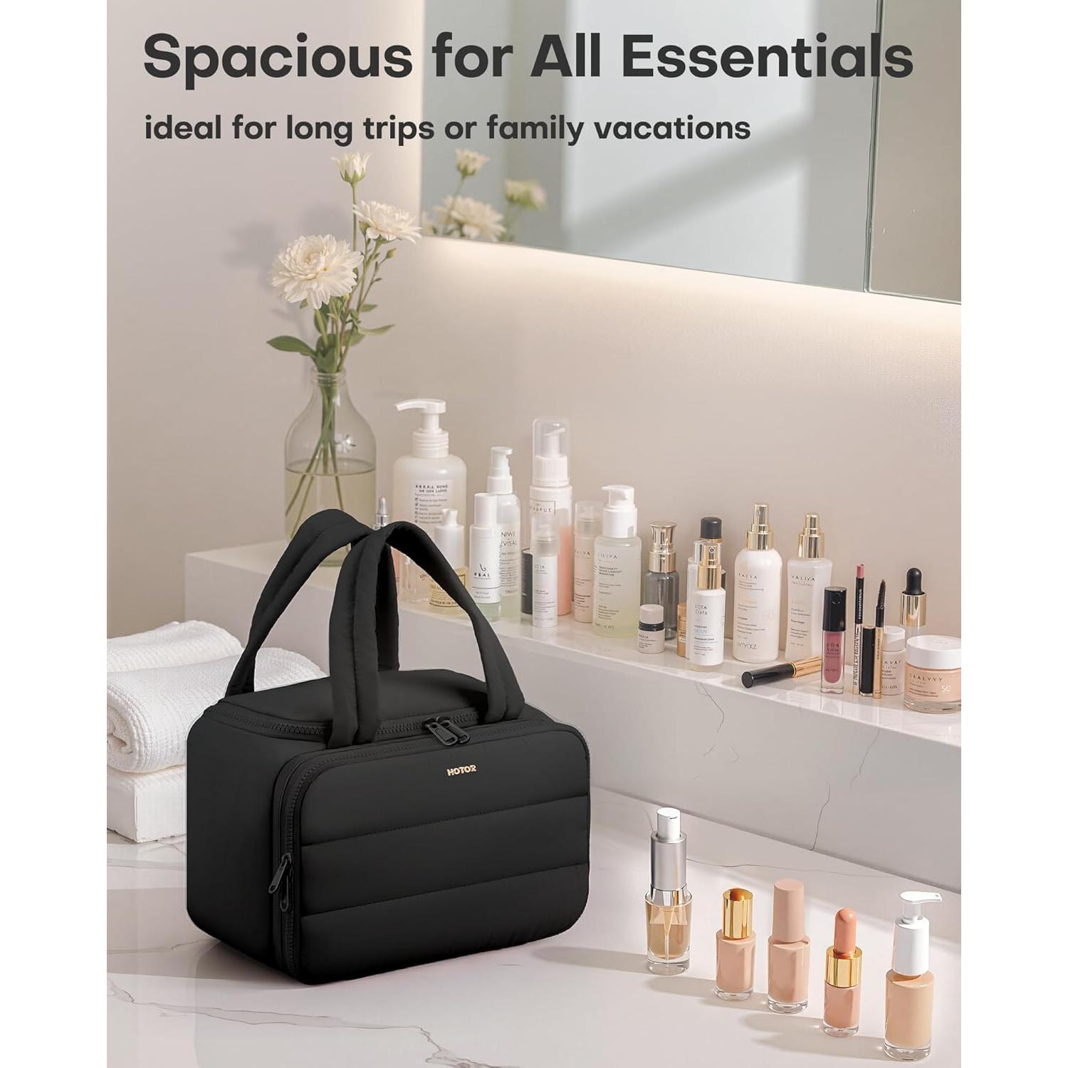 Bolsa de Aseo de Viaje HOTOR - Negra, 29x15x21 cm, Multiusos