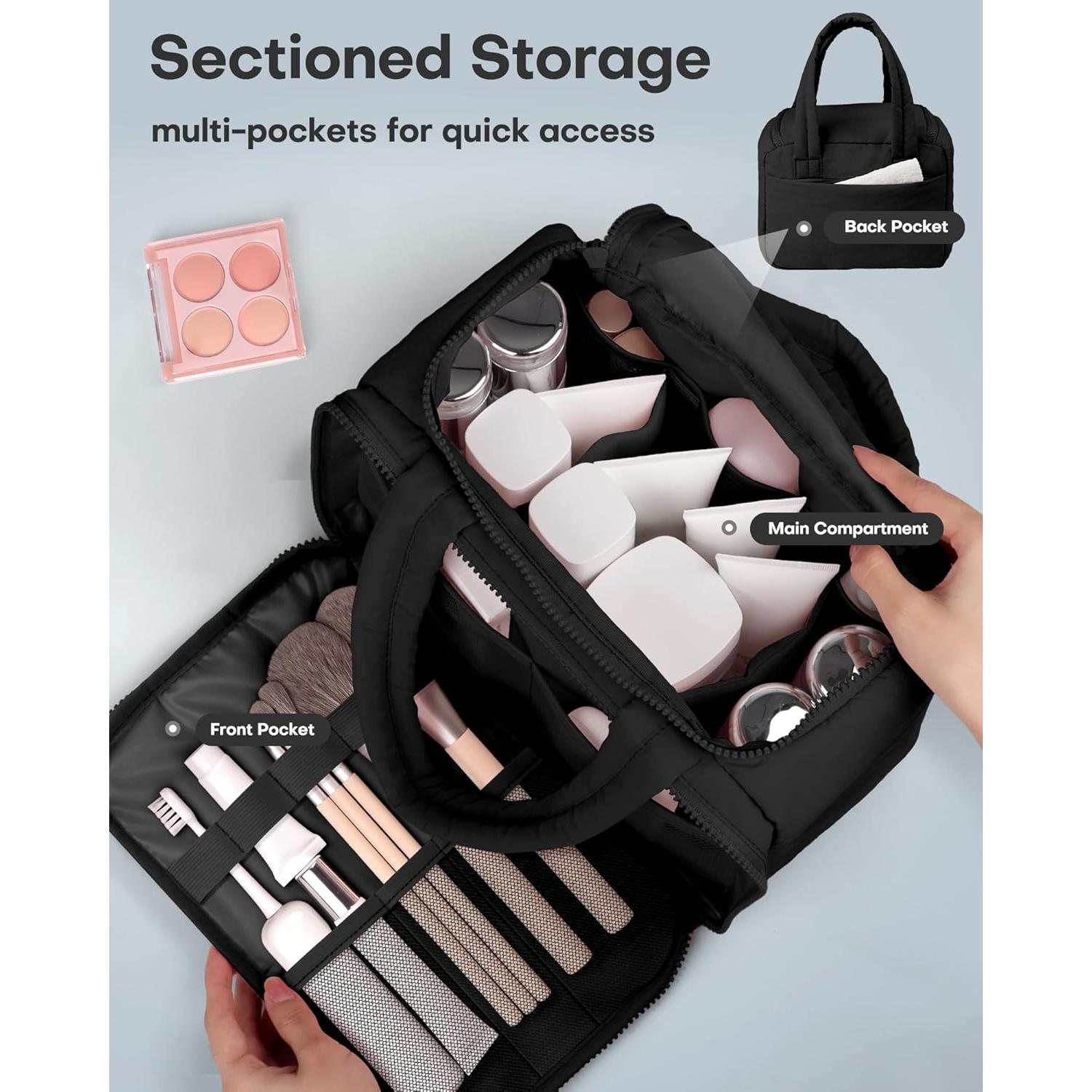 Bolsa de Aseo de Viaje HOTOR - Negra, 29x15x21 cm, Multiusos