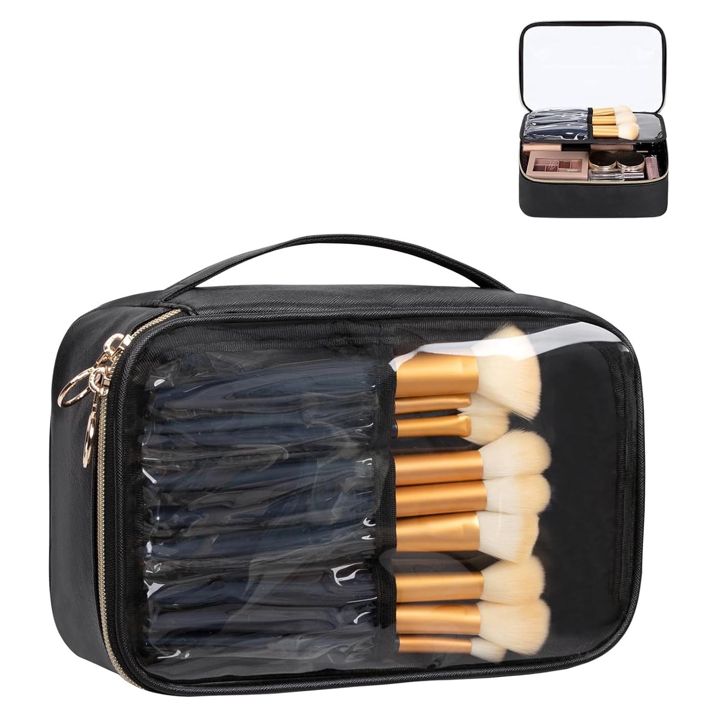 Bolsa de Maquillaje Transparente OCHEAL Grande Negra 24.9x17cm