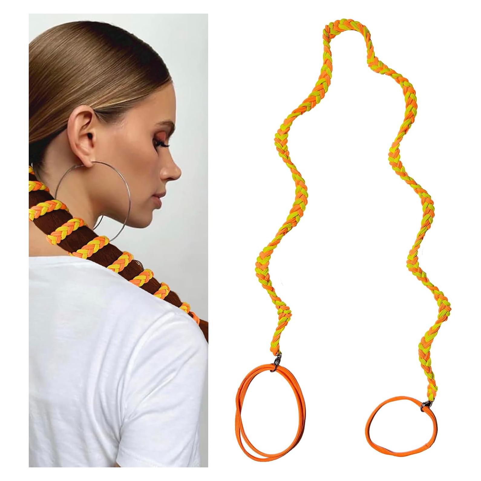 Tiras de Cabello Espirales Elásticas Merunone 86.36 cm Naranja/Amarillo