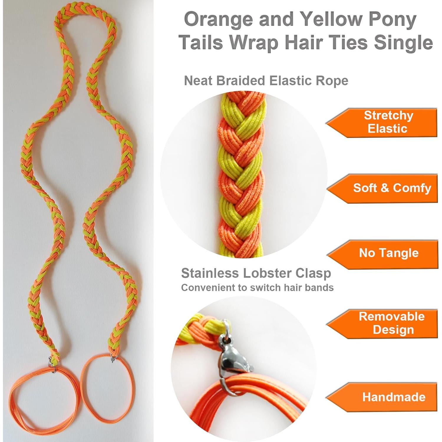 Tiras de Cabello Espirales Elásticas Merunone 86.36 cm Naranja/Amarillo