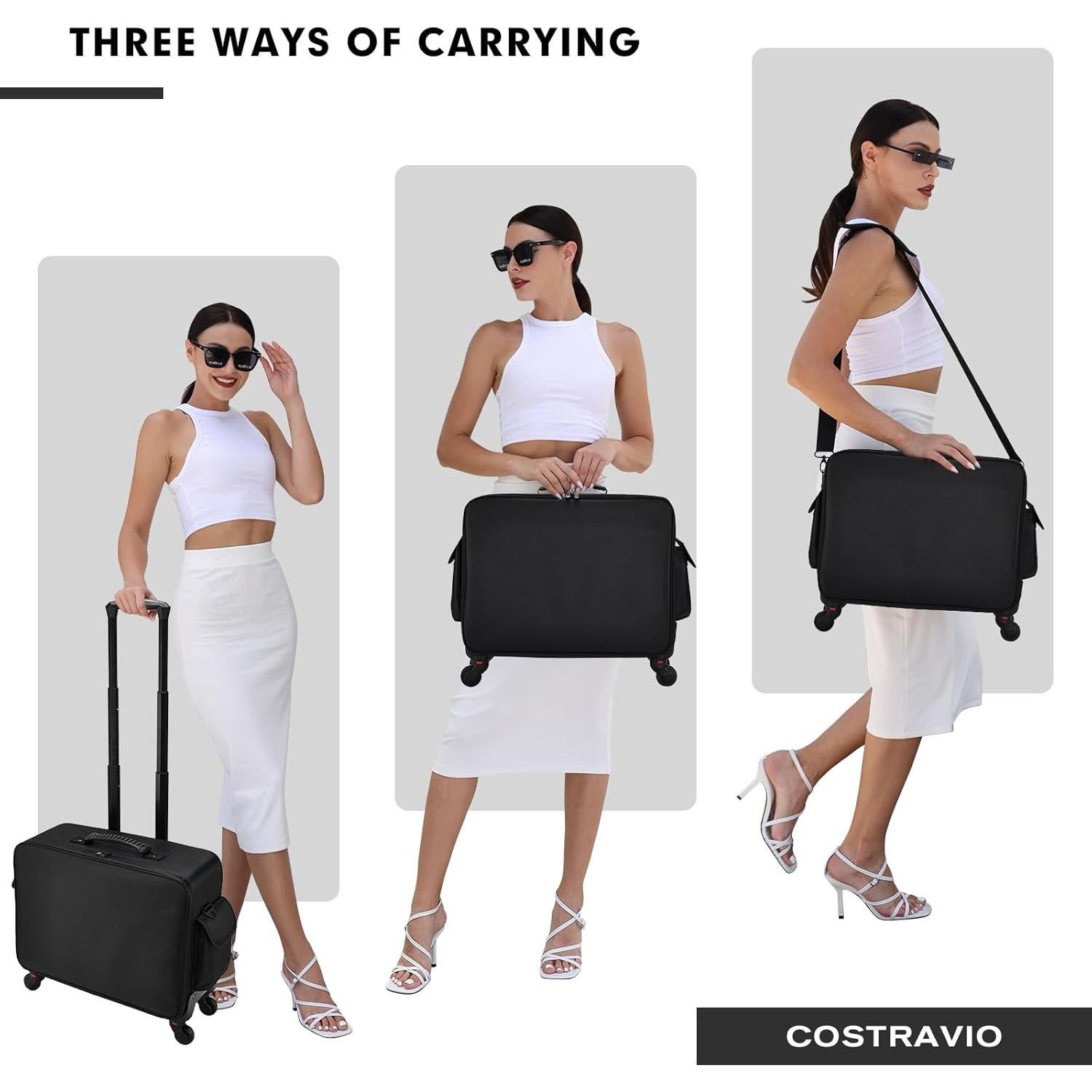 Estuche de Maquillaje Rodante Costravio Negro 45.7x42.9cm