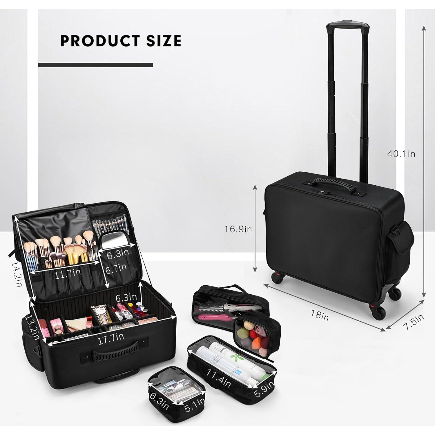 Estuche de Maquillaje Rodante Costravio Negro 45.7x42.9cm