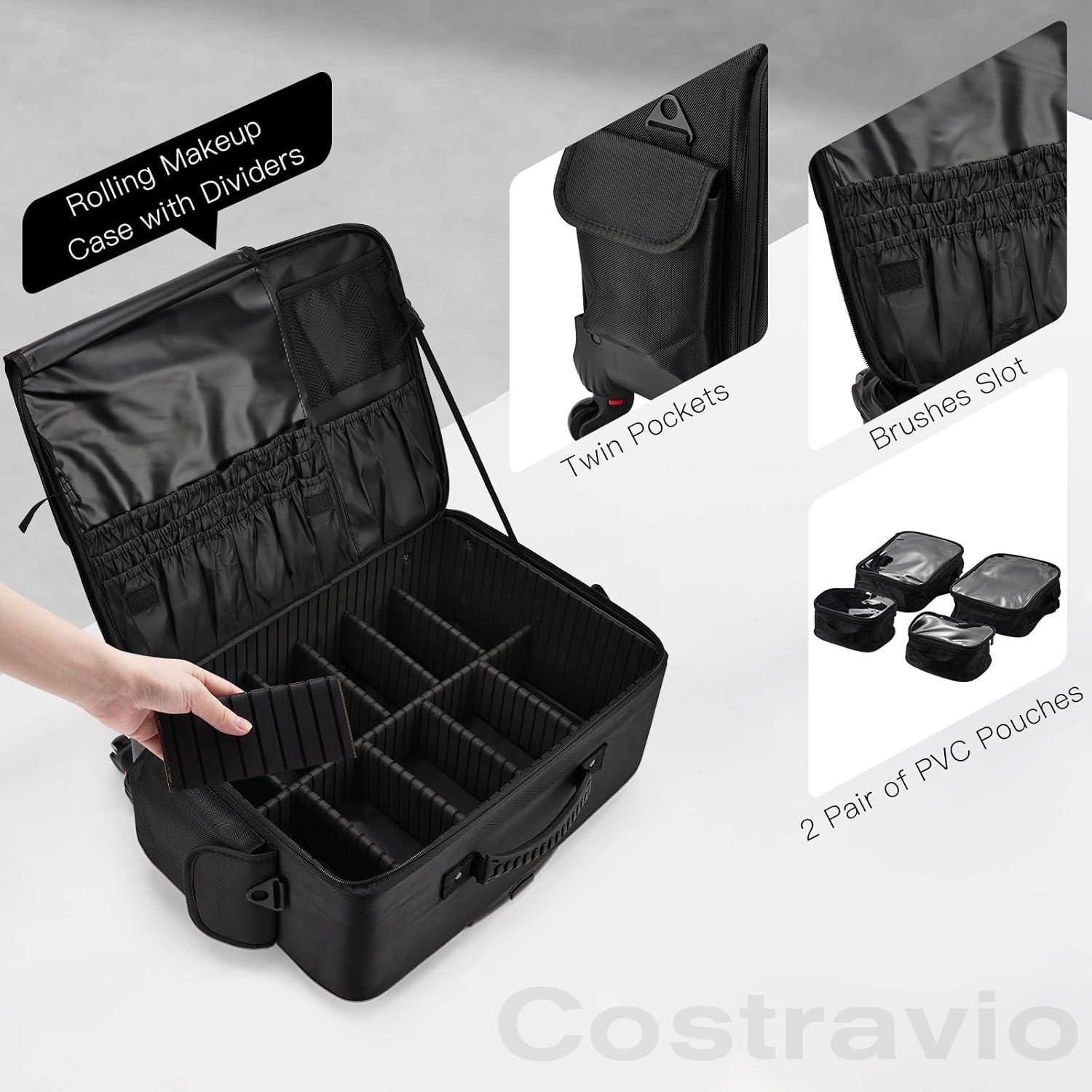 Estuche de Maquillaje Rodante Costravio Negro 45.7x42.9cm