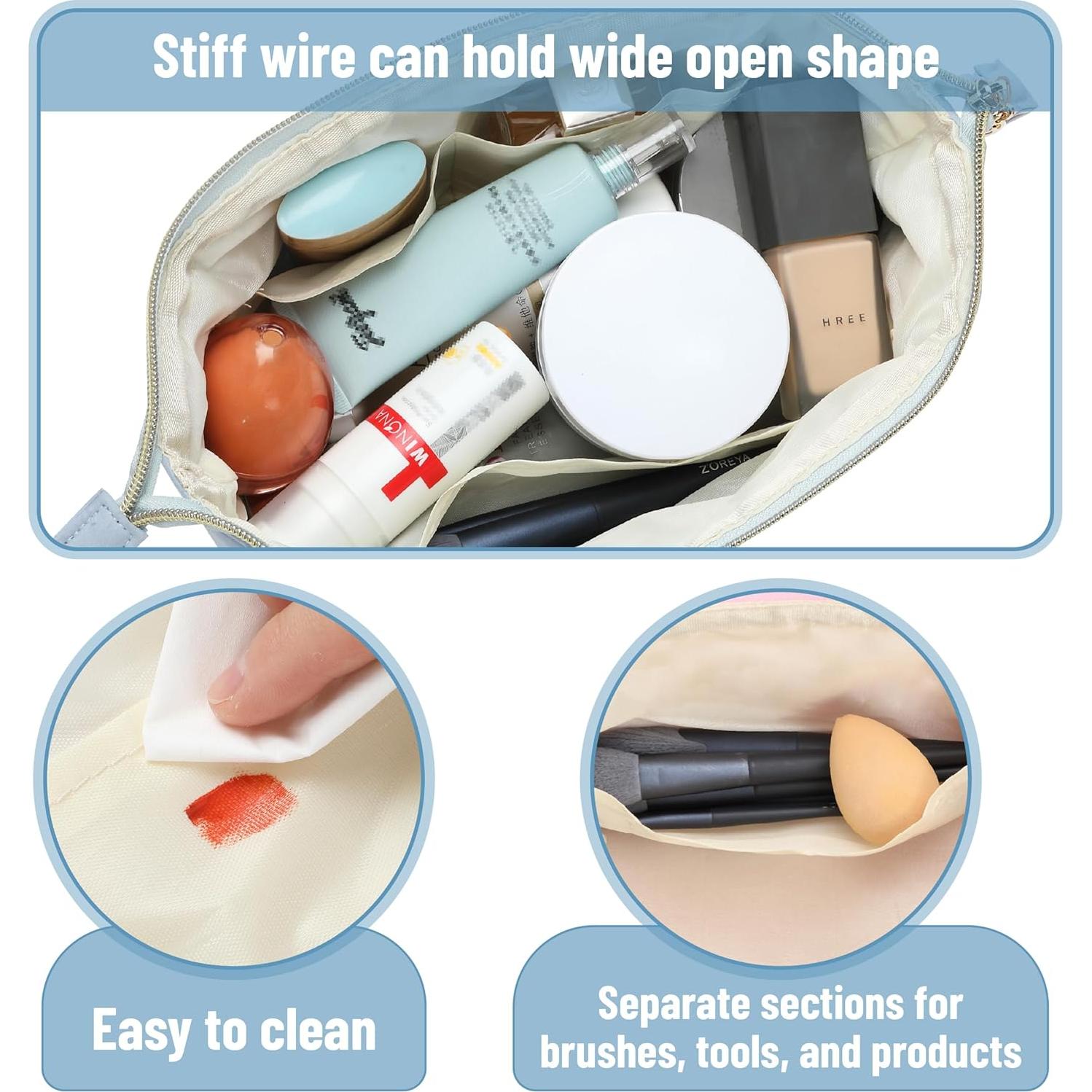 Bolsa de Maquillaje Acolchada Sra. Pen Azul Polvoriento