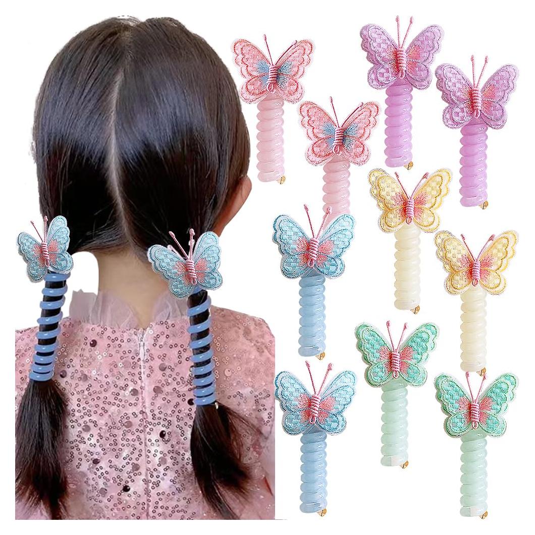10 Lazos de Pelo Espiral de Mariposa Coloridos Myhiju