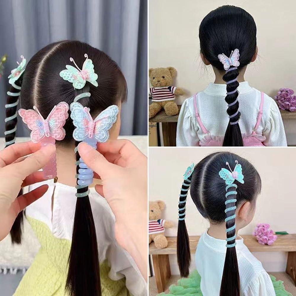 10 Lazos de Pelo Espiral de Mariposa Coloridos Myhiju