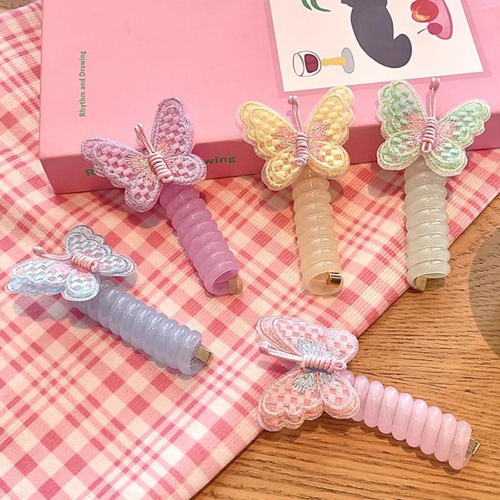 10 Lazos de Pelo Espiral de Mariposa Coloridos Myhiju
