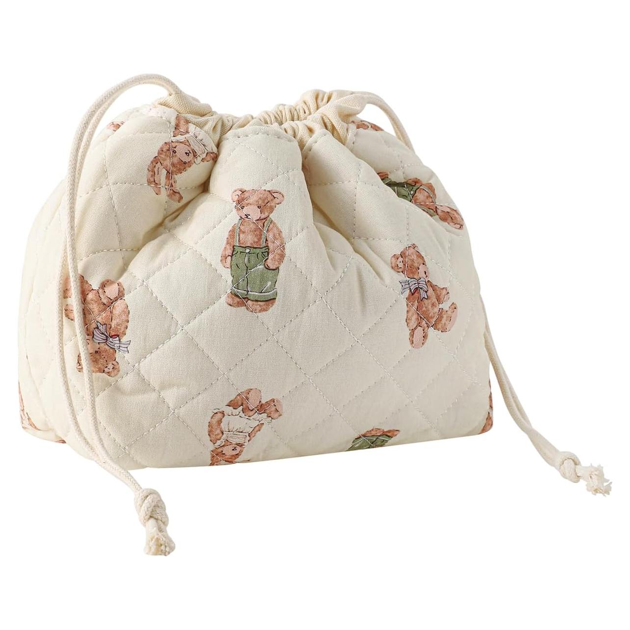 Bolsa de Maquillaje Acolchada Algodón Oso Blanco 17x17x10 cm