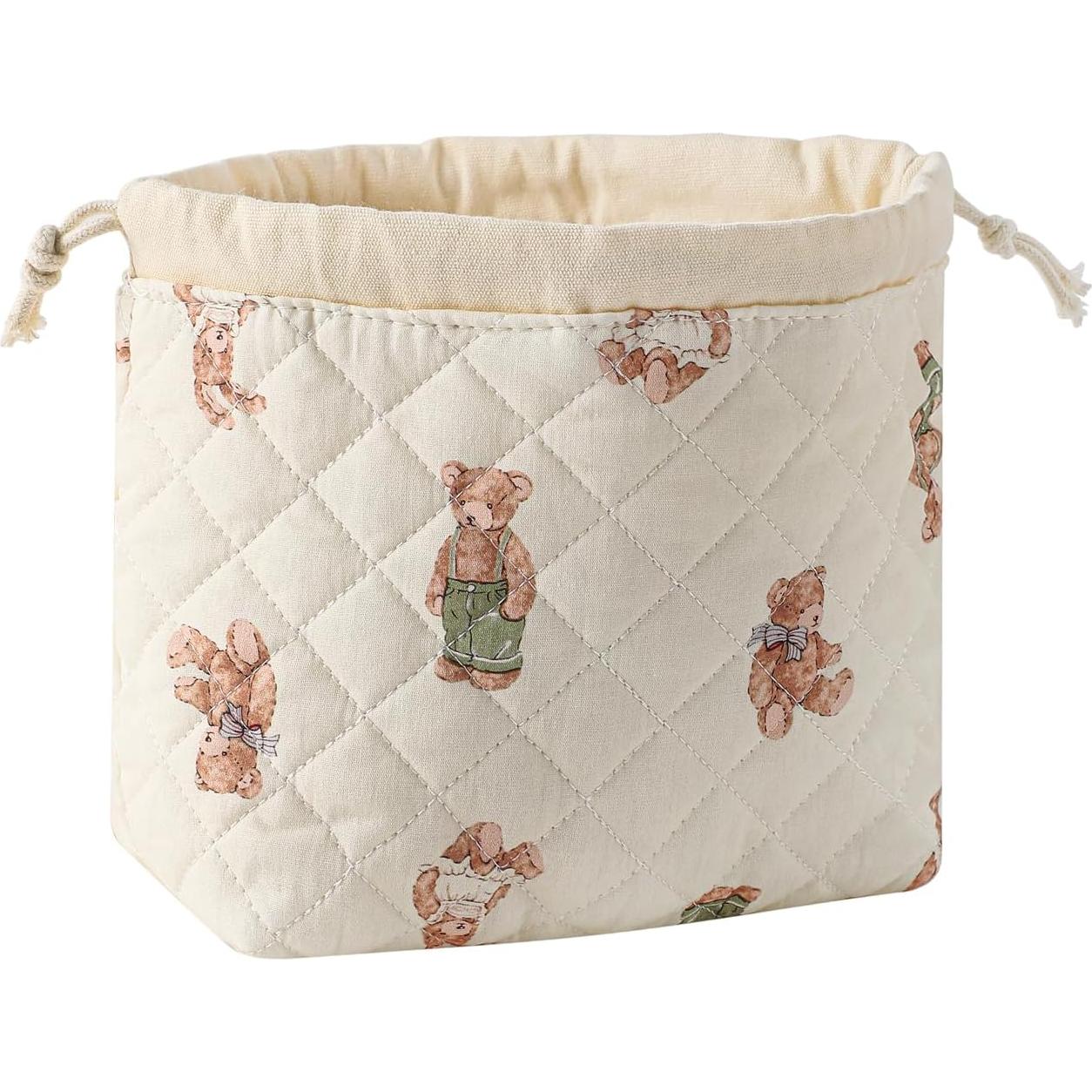 Bolsa de Maquillaje Acolchada Algodón Oso Blanco 17x17x10 cm