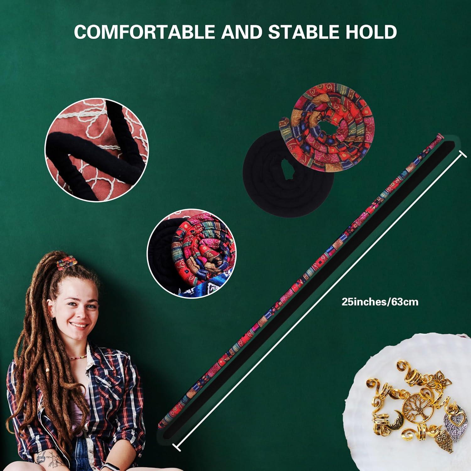 Tira de Cabello Dreadlock Espiral Lock Color Negro y Rojo 2 Pcs