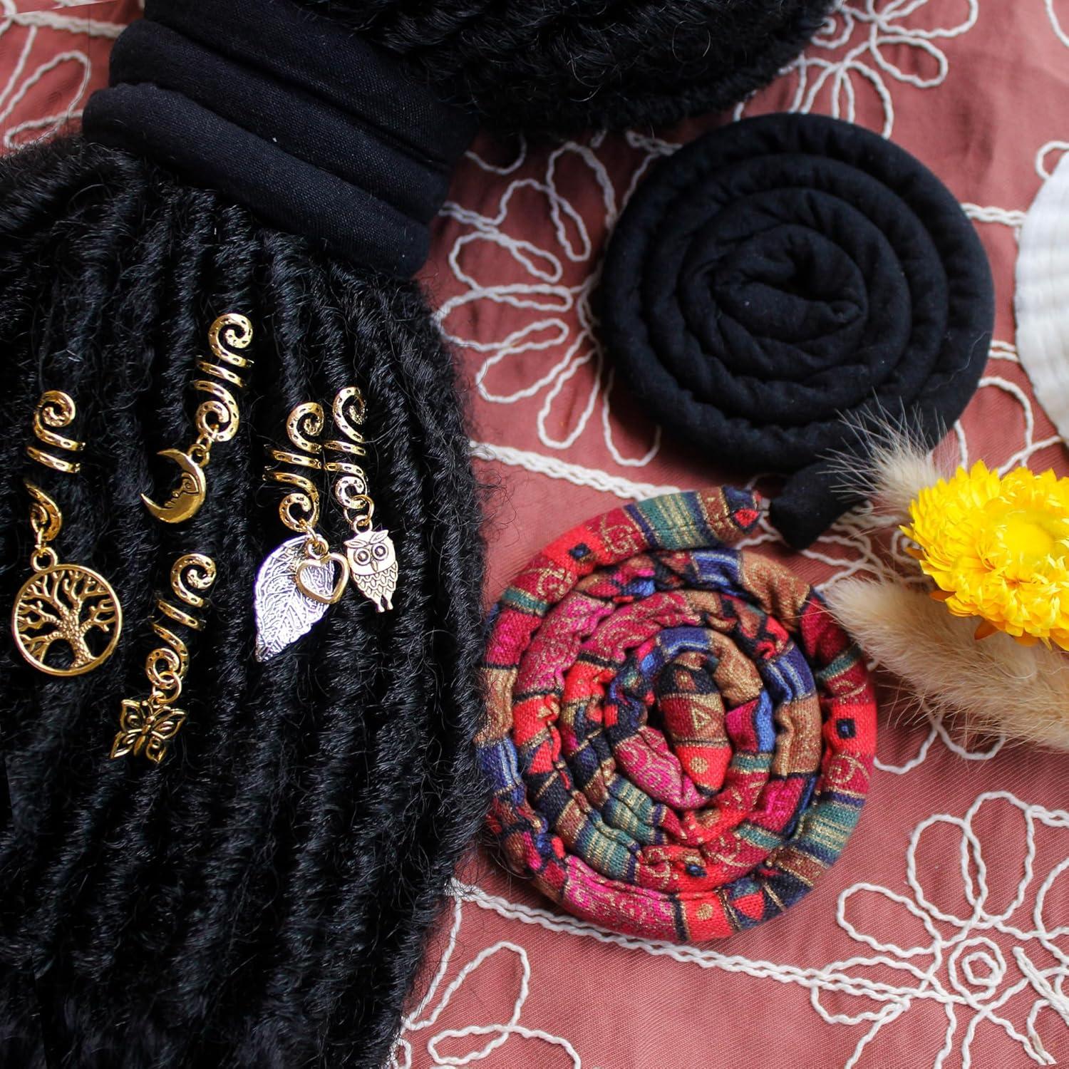 Tira de Cabello Dreadlock Espiral Lock Color Negro y Rojo 2 Pcs