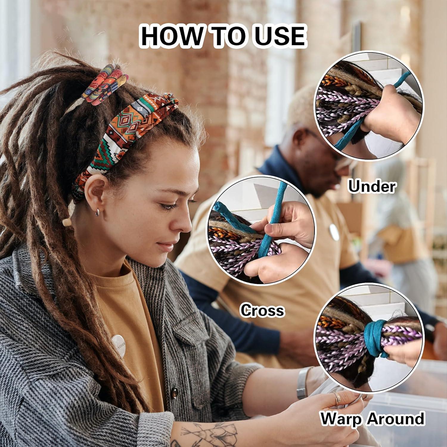 Tira de Cabello Dreadlock Espiral Lock Color Negro y Rojo 2 Pcs