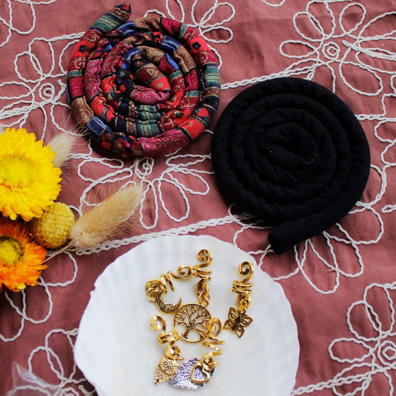 Tira de Cabello Dreadlock Espiral Lock Color Negro y Rojo 2 Pcs