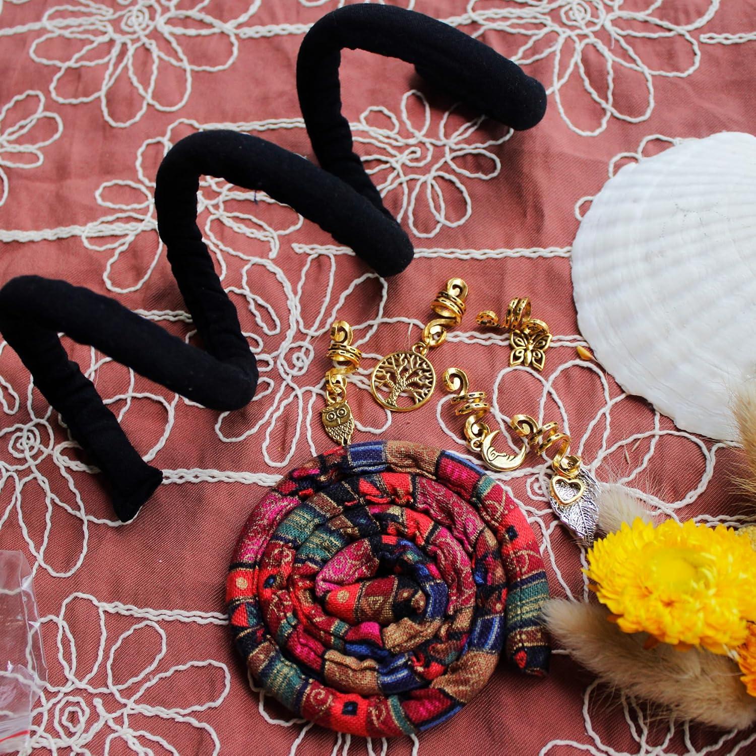 Tira de Cabello Dreadlock Espiral Lock Color Negro y Rojo 2 Pcs