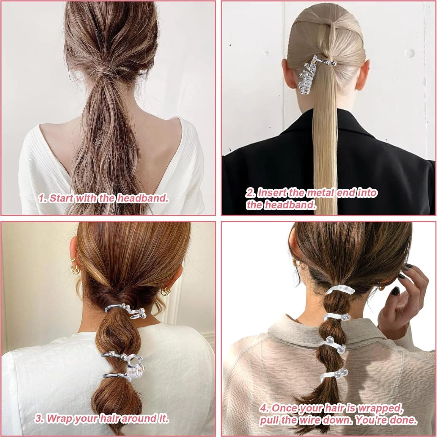 4 Lazos de Pelo en Espiral Elásticos Penitue - 8 cm, 4 Colores