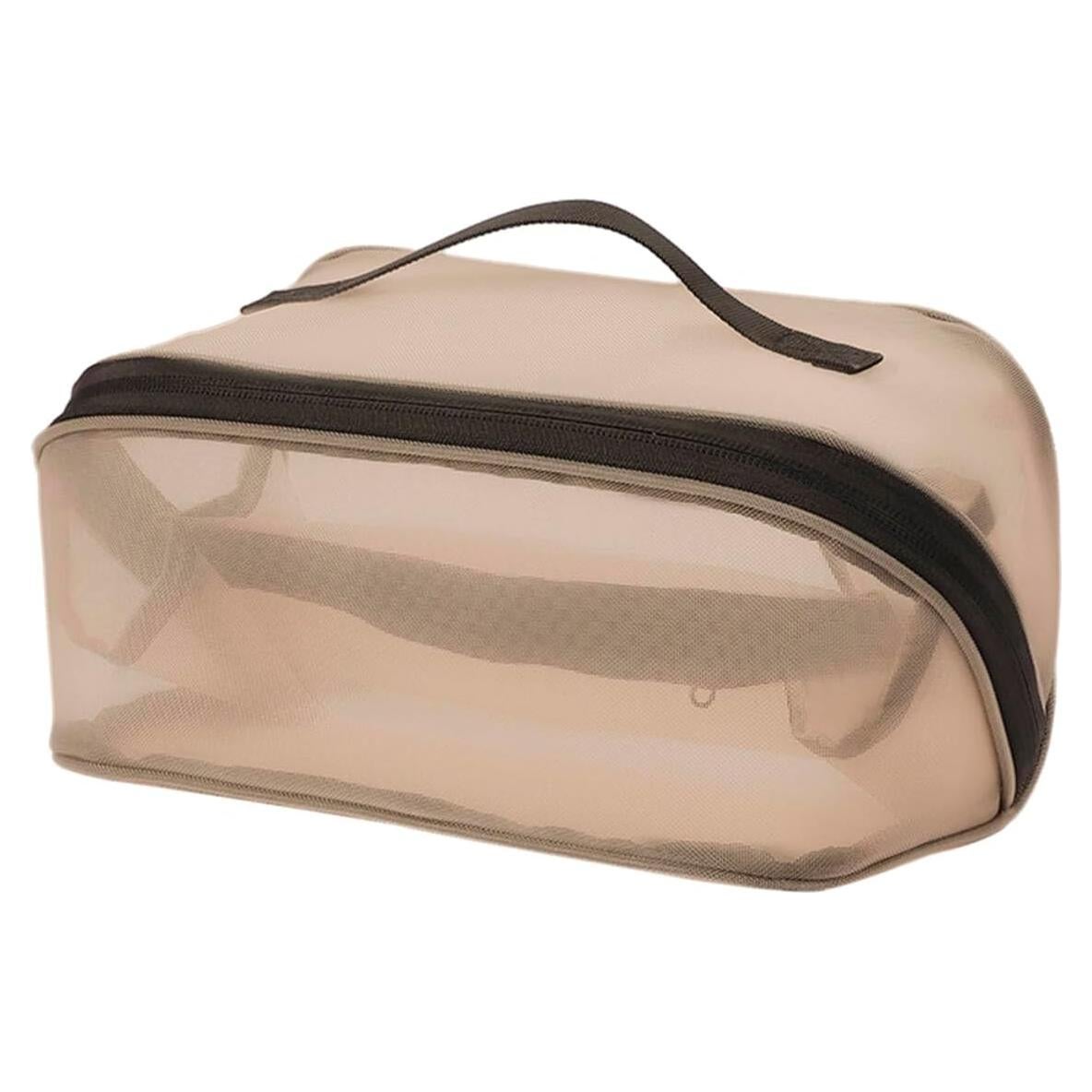 Bolsa de Maquillaje de Viaje Beige - Organizador Cosmético 24.5x12.5x13 cm