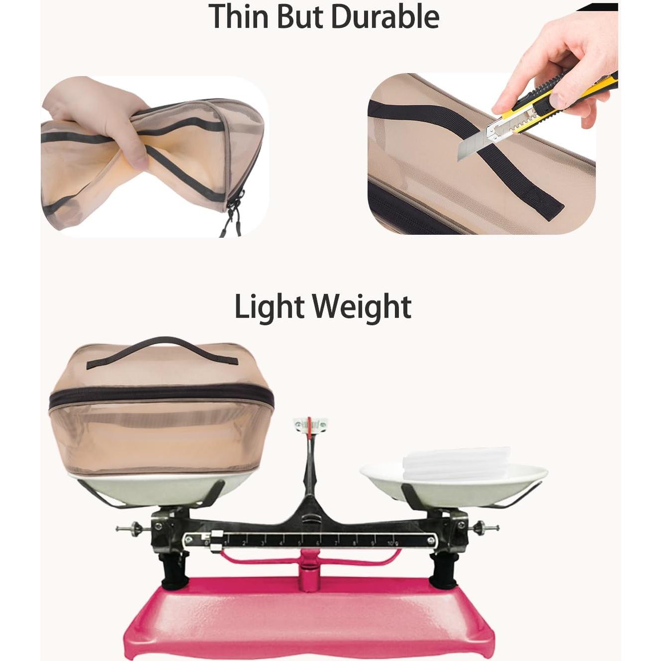 Bolsa de Maquillaje de Viaje Beige - Organizador Cosmético 24.5x12.5x13 cm